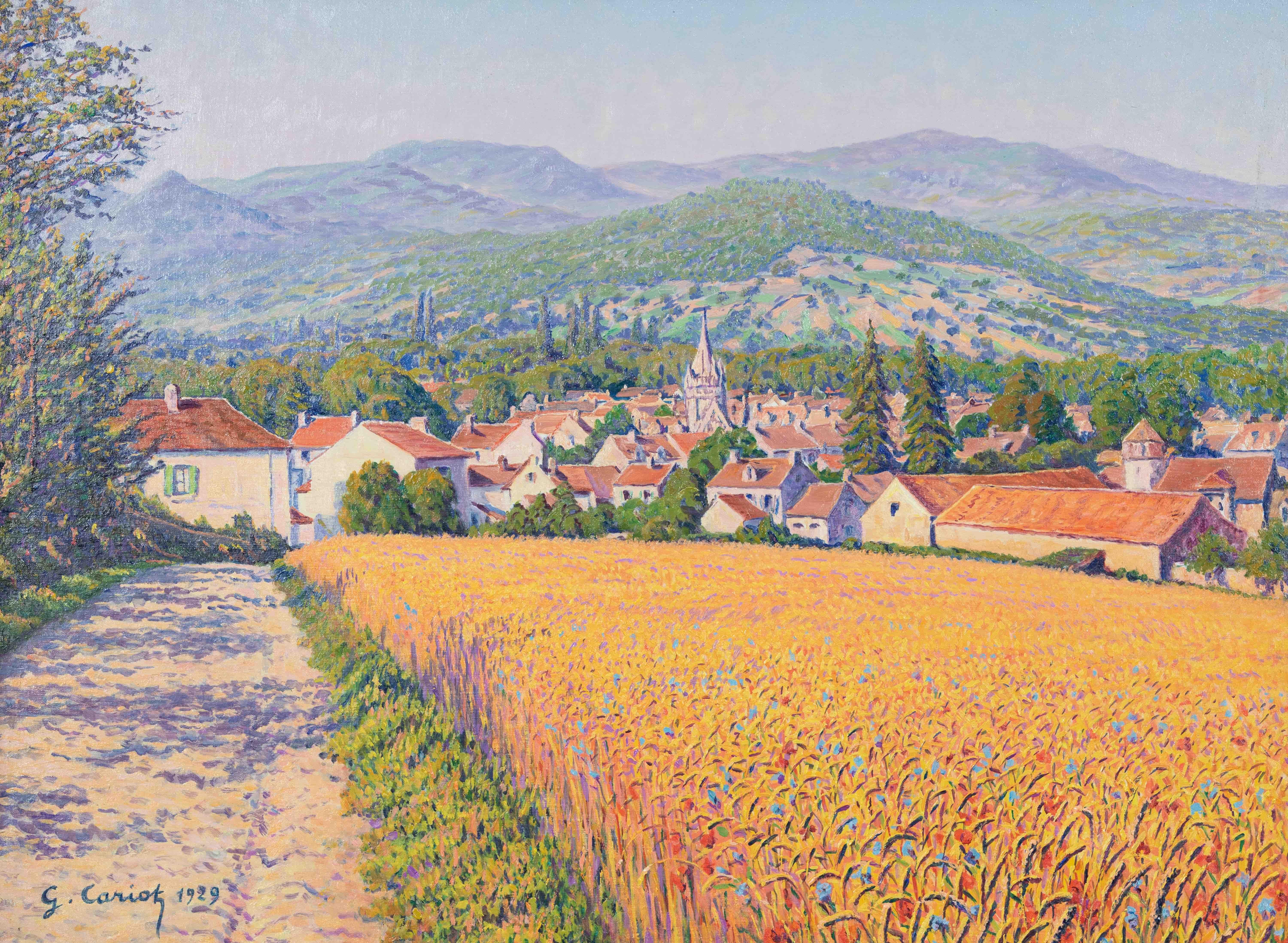 Gustave Camille Gaston Cariot Landscape Painting - Paysage by Gustave Cariot - Landscape painting