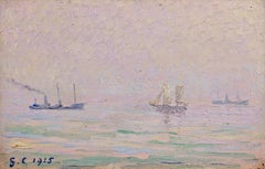 Rade de Saint-Milo - Post Impressionist Seascape Oil Painting by Gustave Cariot