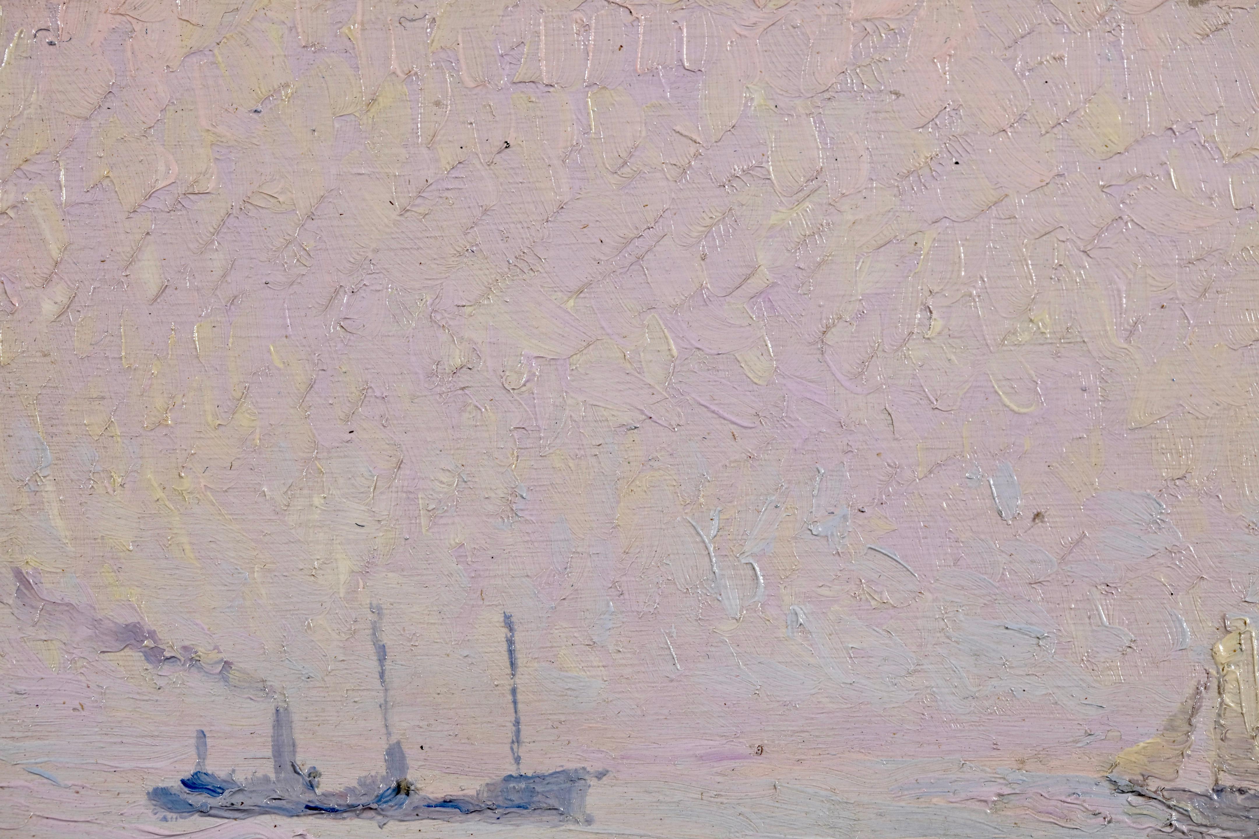 Rade de Saint-Milo - Postimpressionistisches Ölgemälde mit Meerblick von Gustave Cariot (Post-Impressionismus), Painting, von Gustave Camille Gaston Cariot