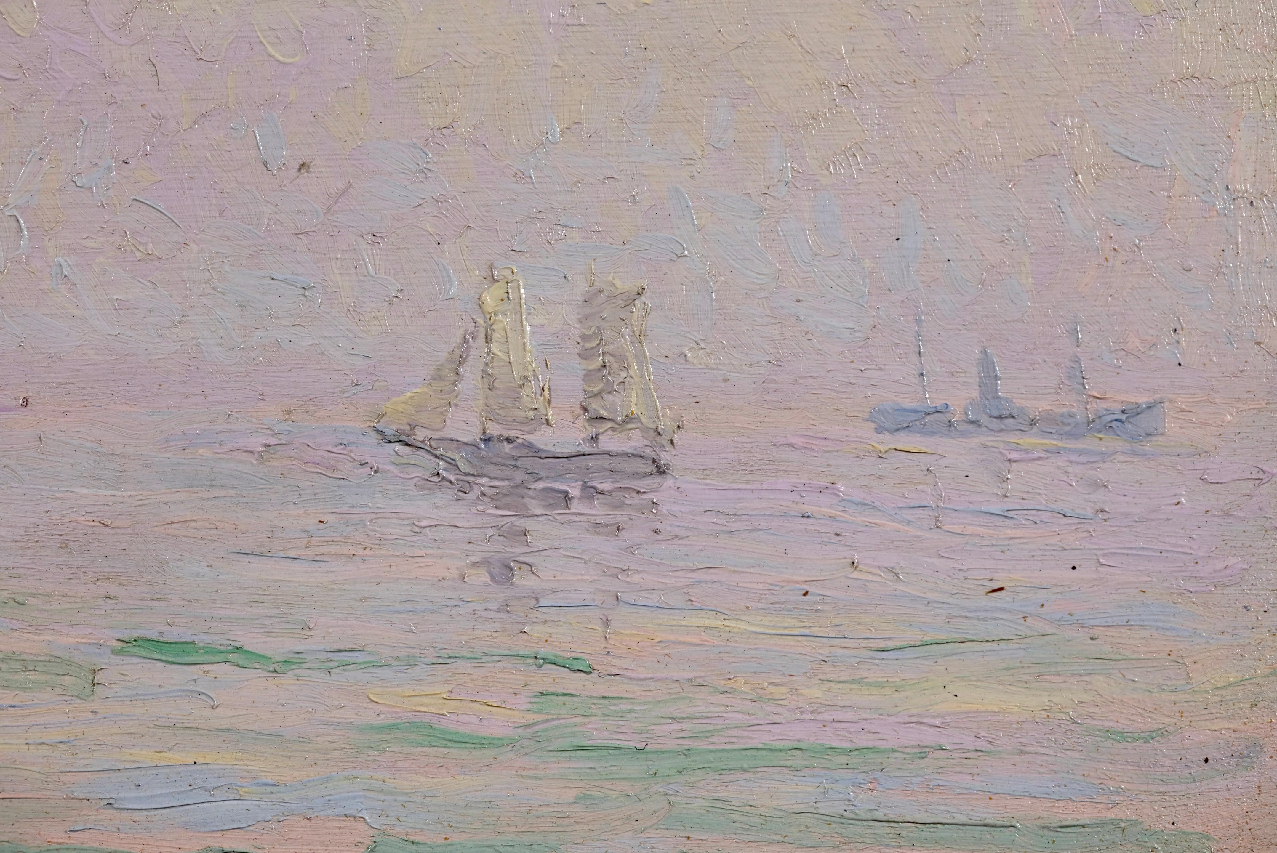 Rade de Saint-Milo - Postimpressionistisches Ölgemälde mit Meerblick von Gustave Cariot im Angebot 1