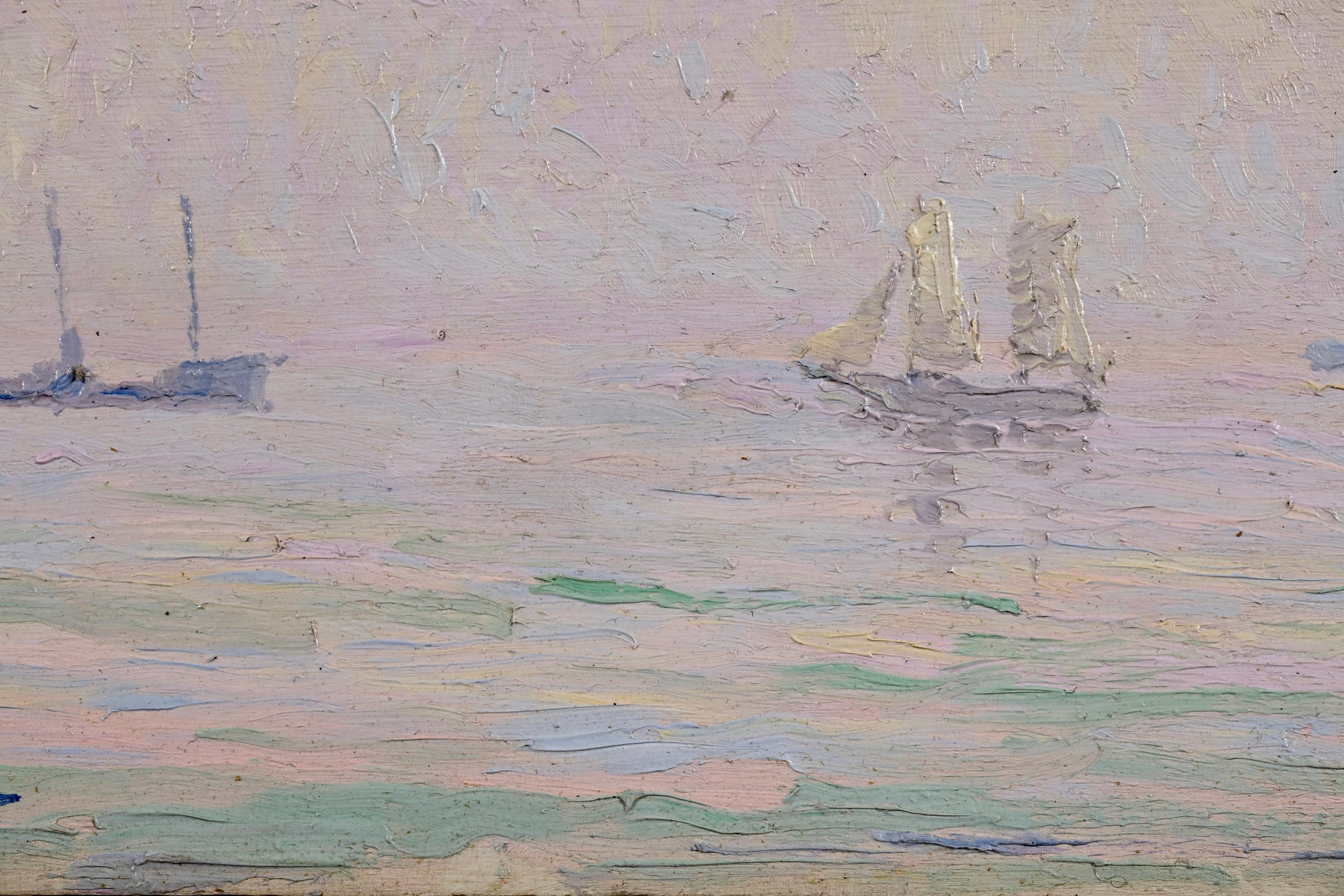 Rade de Saint-Milo - Postimpressionistisches Ölgemälde mit Meerblick von Gustave Cariot im Angebot 3