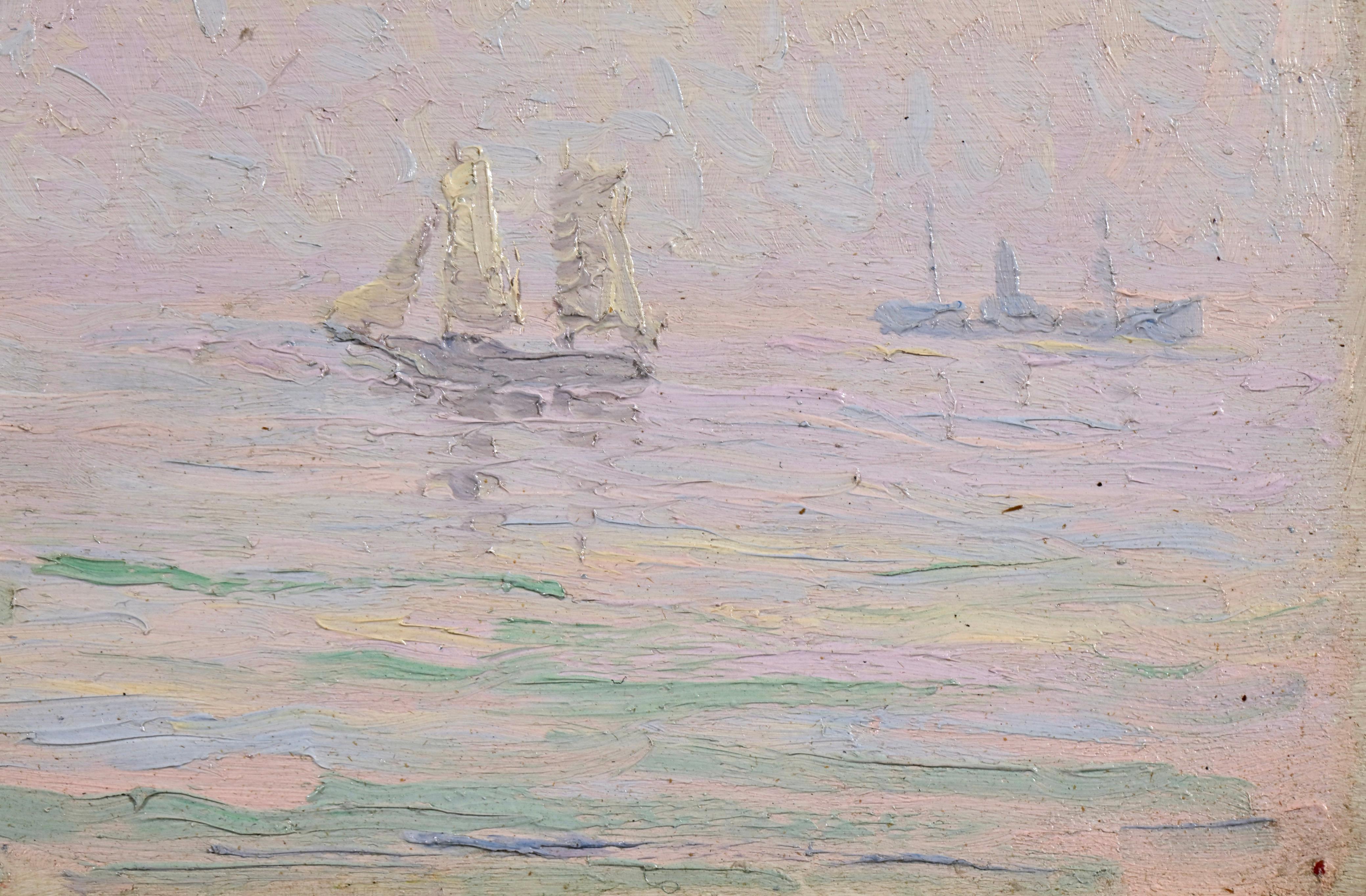 Rade de Saint-Milo - Postimpressionistisches Ölgemälde mit Meerblick von Gustave Cariot im Angebot 4