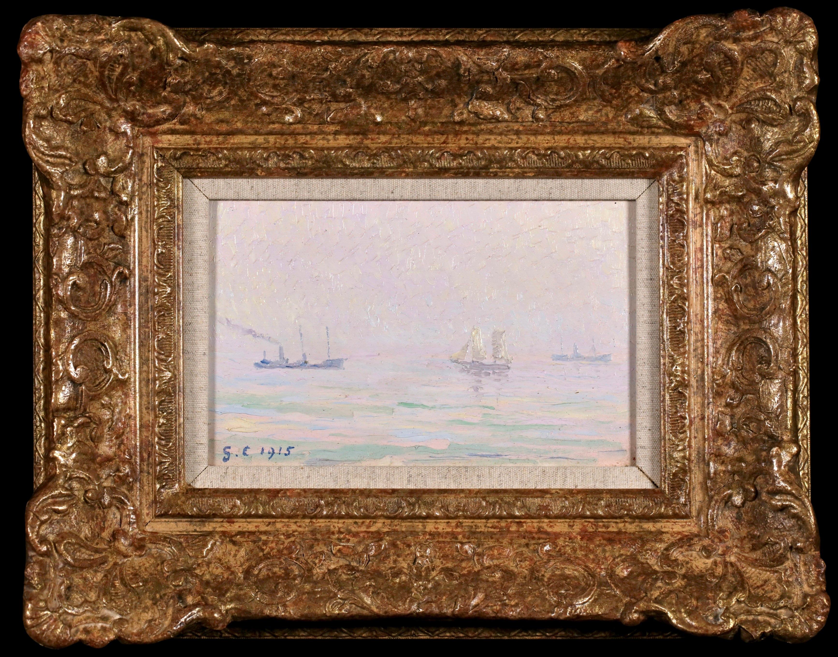 Rade de Saint-Milo - Postimpressionistisches Ölgemälde mit Meerblick von Gustave Cariot