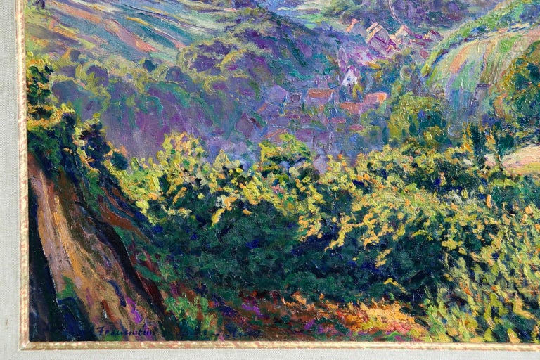 The Rhine Valley - Frauenstein - Post Impressionist Oil, Landscape by G Cariot For Sale 2