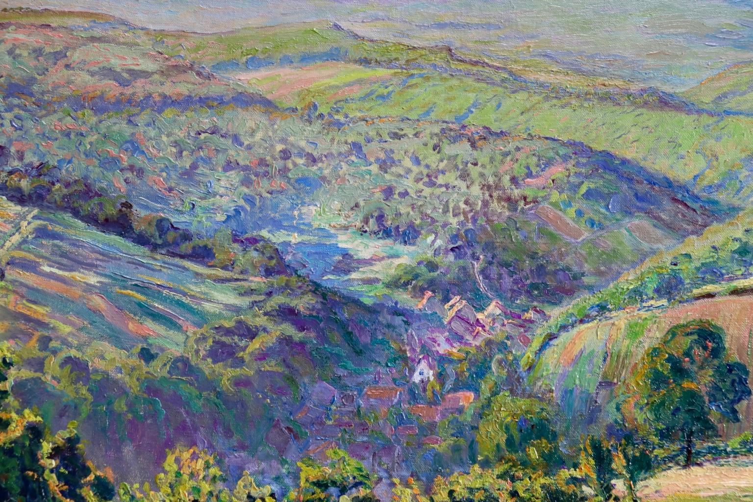 The Rhine Valley - French Post Impressionist Oil, Landscape by Gustave Cariot 1