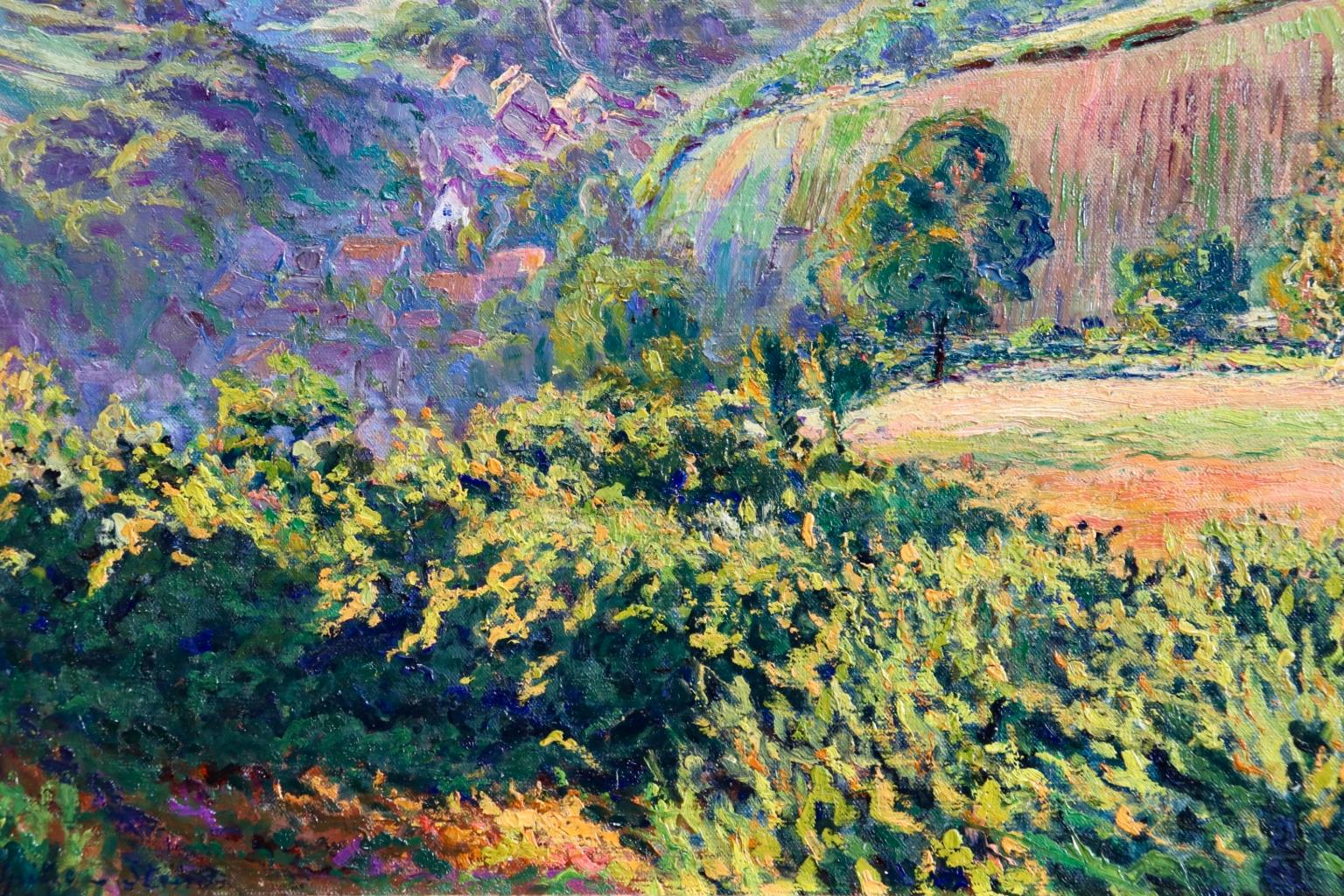 The Rhine Valley - French Post Impressionist Oil, Landscape by Gustave Cariot 3