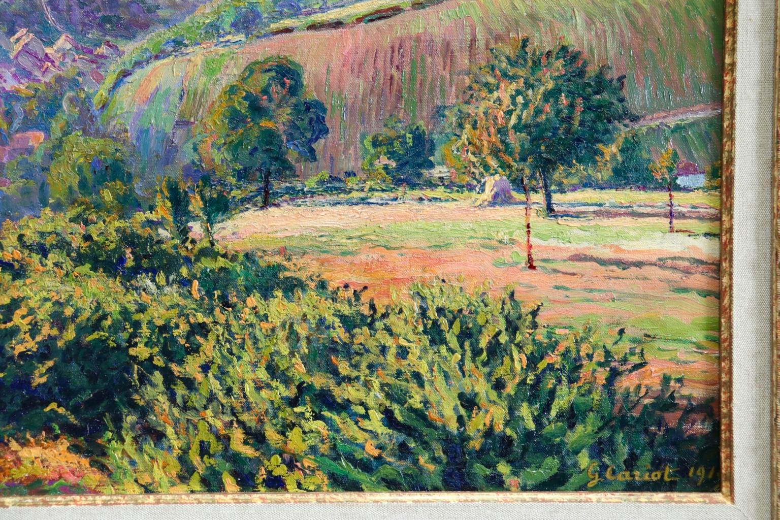 The Rhine Valley - French Post Impressionist Oil, Landscape by Gustave Cariot 4