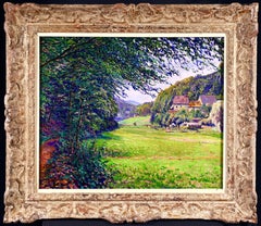 Antique Valle de Walluf - Rhine - Post Impressionist Oil, Landscape by Gustave Cariot