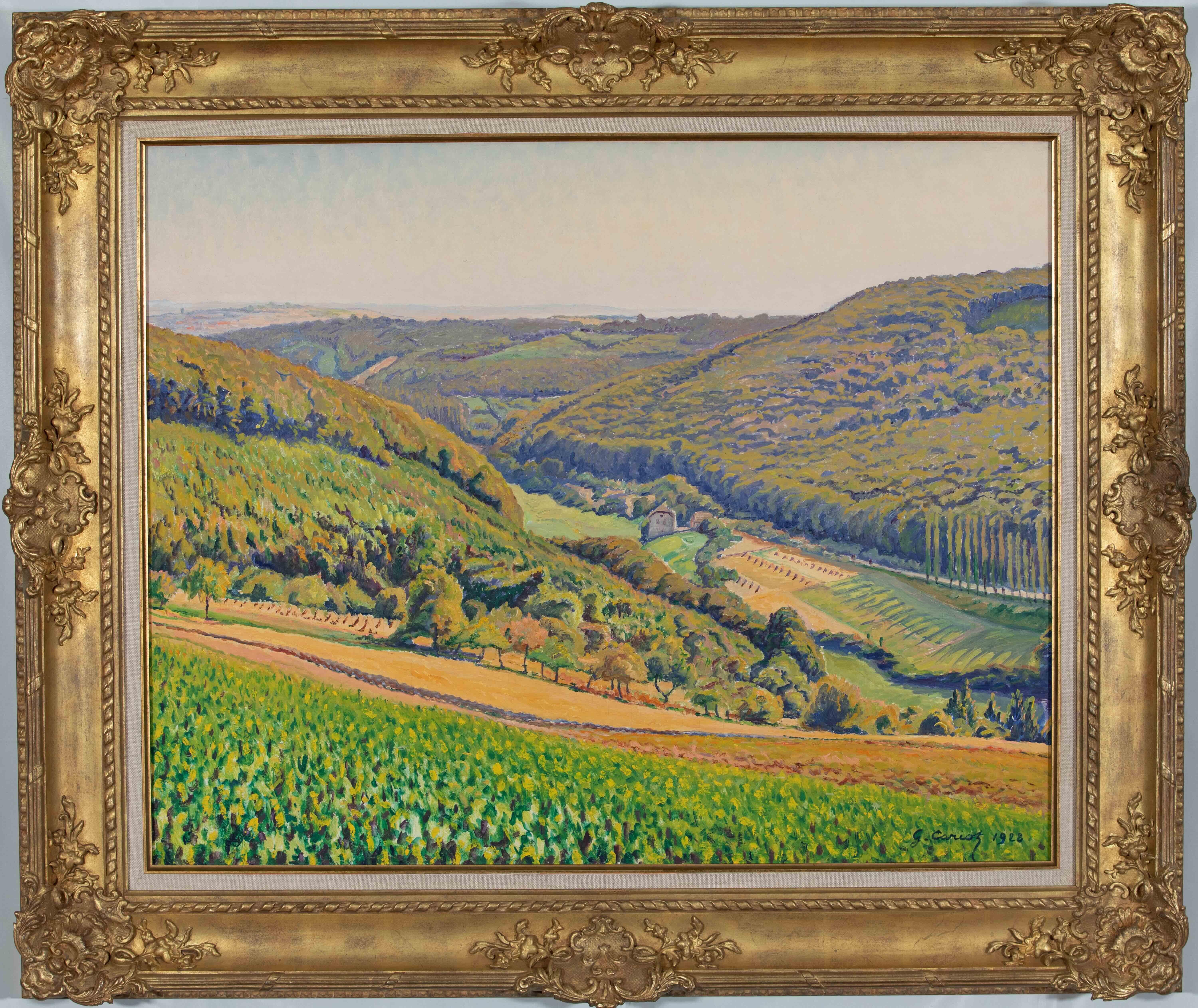 Vue de la Vallée de Gustave Cariot - Pintura al óleo, Paisaje - Painting de Gustave Camille Gaston Cariot