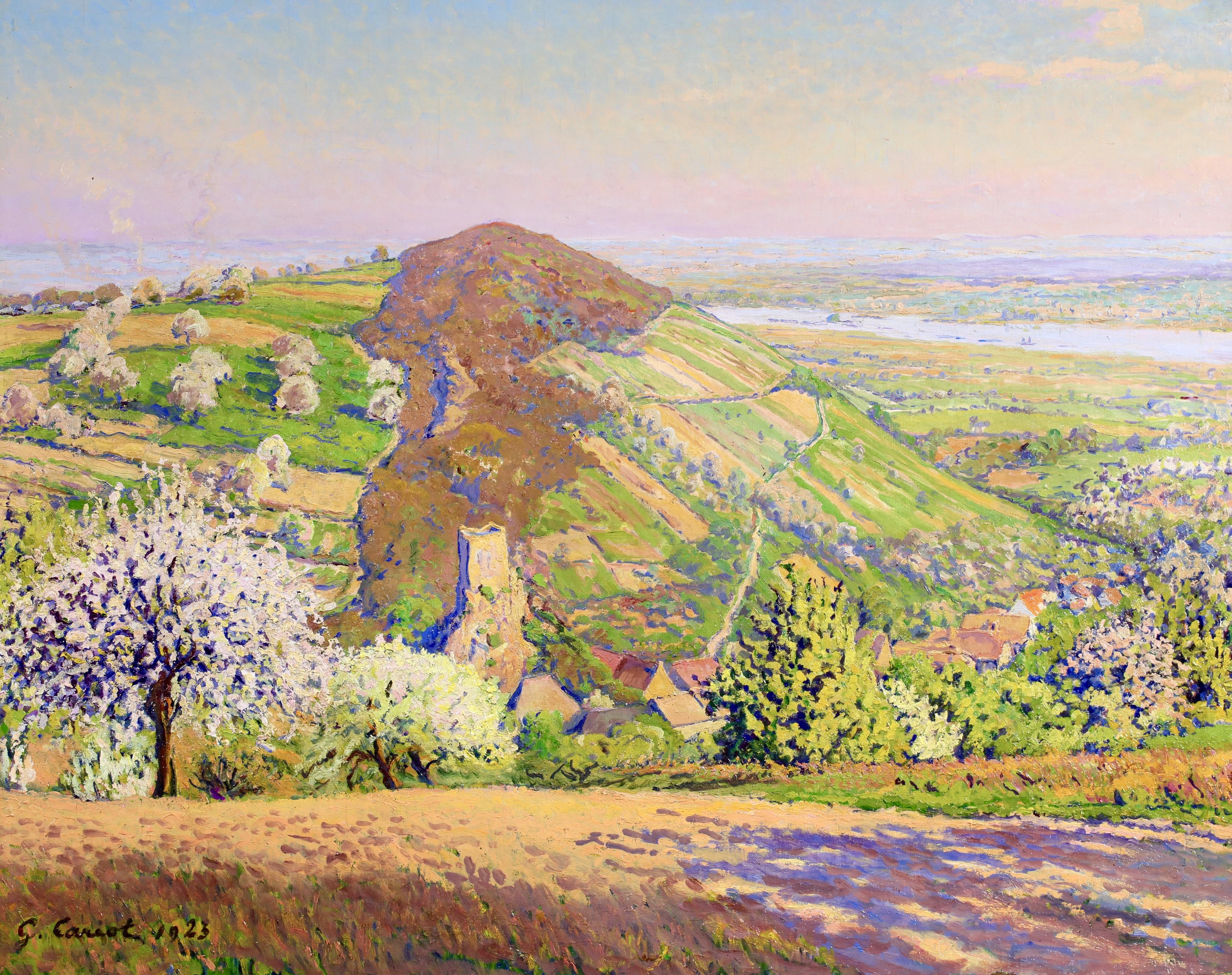 Wiesbaden-Frauenstein - Paesaggio post-impressionista a olio di Gustave Cariot