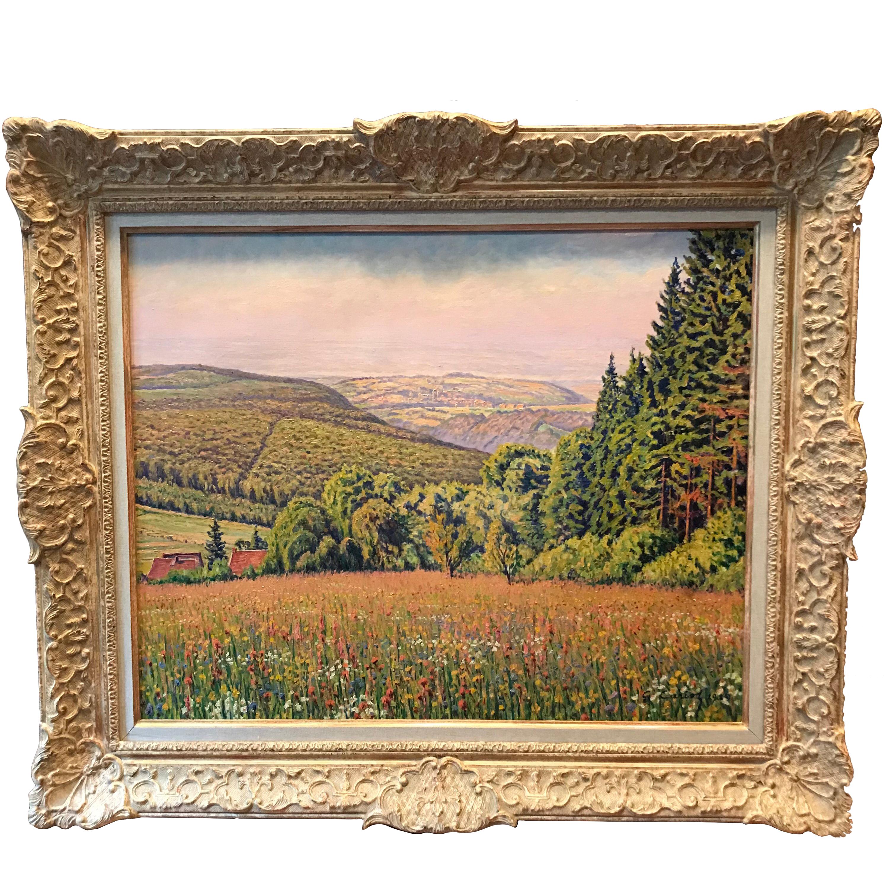 Gustave Cariot, "Paysage De Rhenanie Aux Champs Fleuris" For Sale