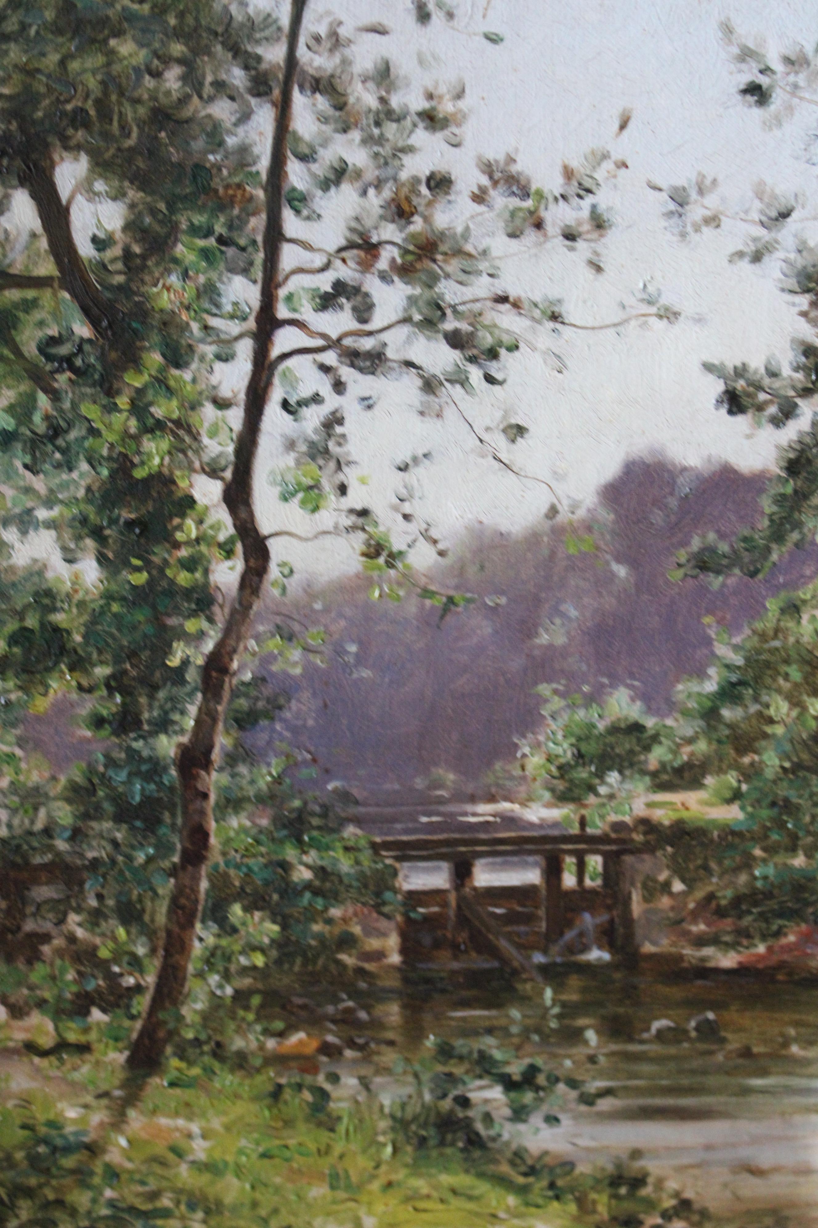 Antikes französisches Landschaftsgemälde, Ölgemälde auf Leinwand, Französisch Barbizon, Gustave Garaud (Französische Schule), Painting, von Gustave Cesaire Garaud