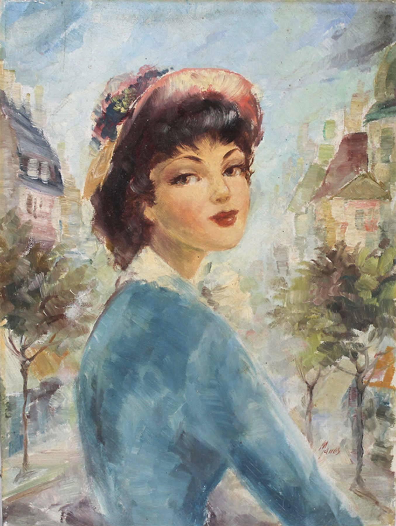 Gustave Cherie Manes Figurative Painting - Parisian Girl
