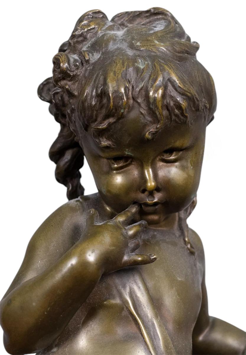 Giuseppe   Chéret  Statua di bronzo di una ragazza - Sculpture di Gustave Chéret