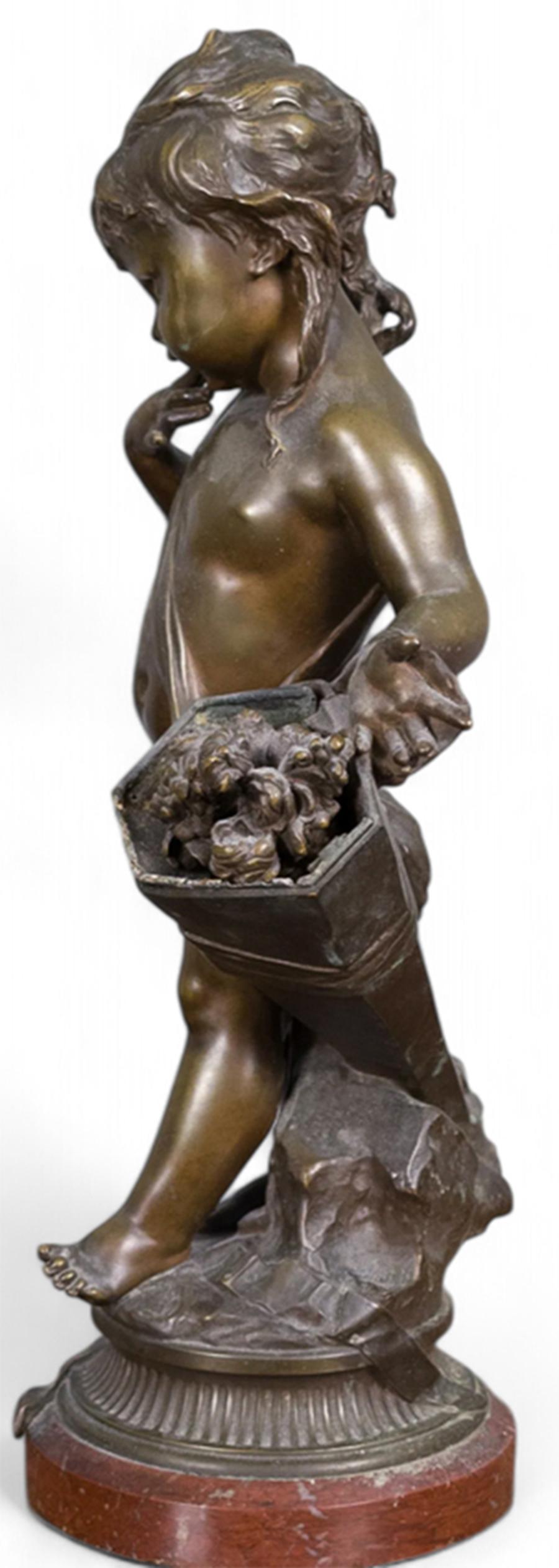 Giuseppe   Chéret  Statua di bronzo di una ragazza in vendita 1