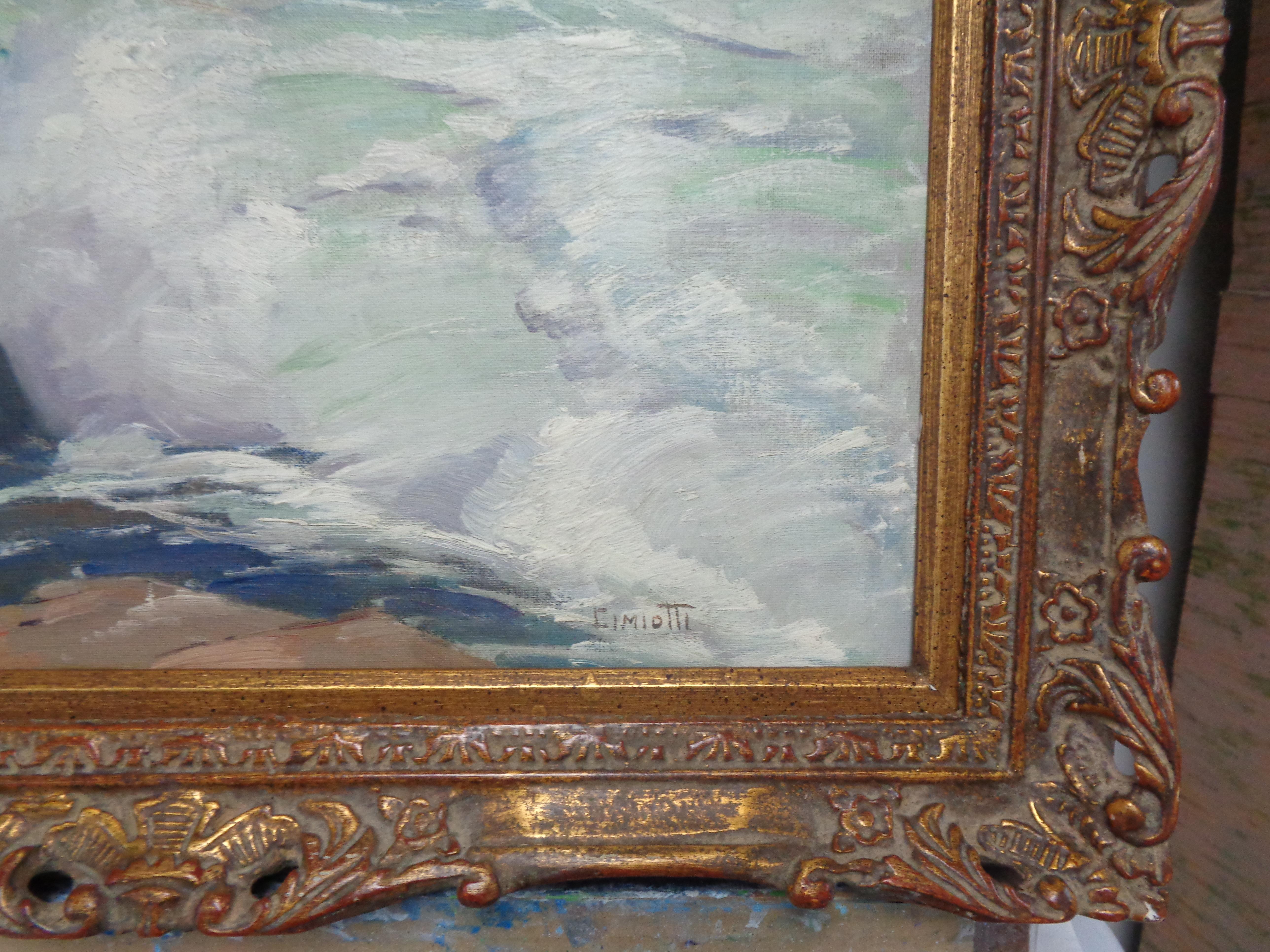 Gustave Cimioti Jr.
Monhegan
óleo/tela firmado LR
15,88 x 19,88 sin enmarcar, 21,19 x 25,07 enmarcada
Buen estado original en marco de época. Posiblemente original

Biografía:
Gustave Cimiotti Jr., 1875-1956, era un estadounidense de primera