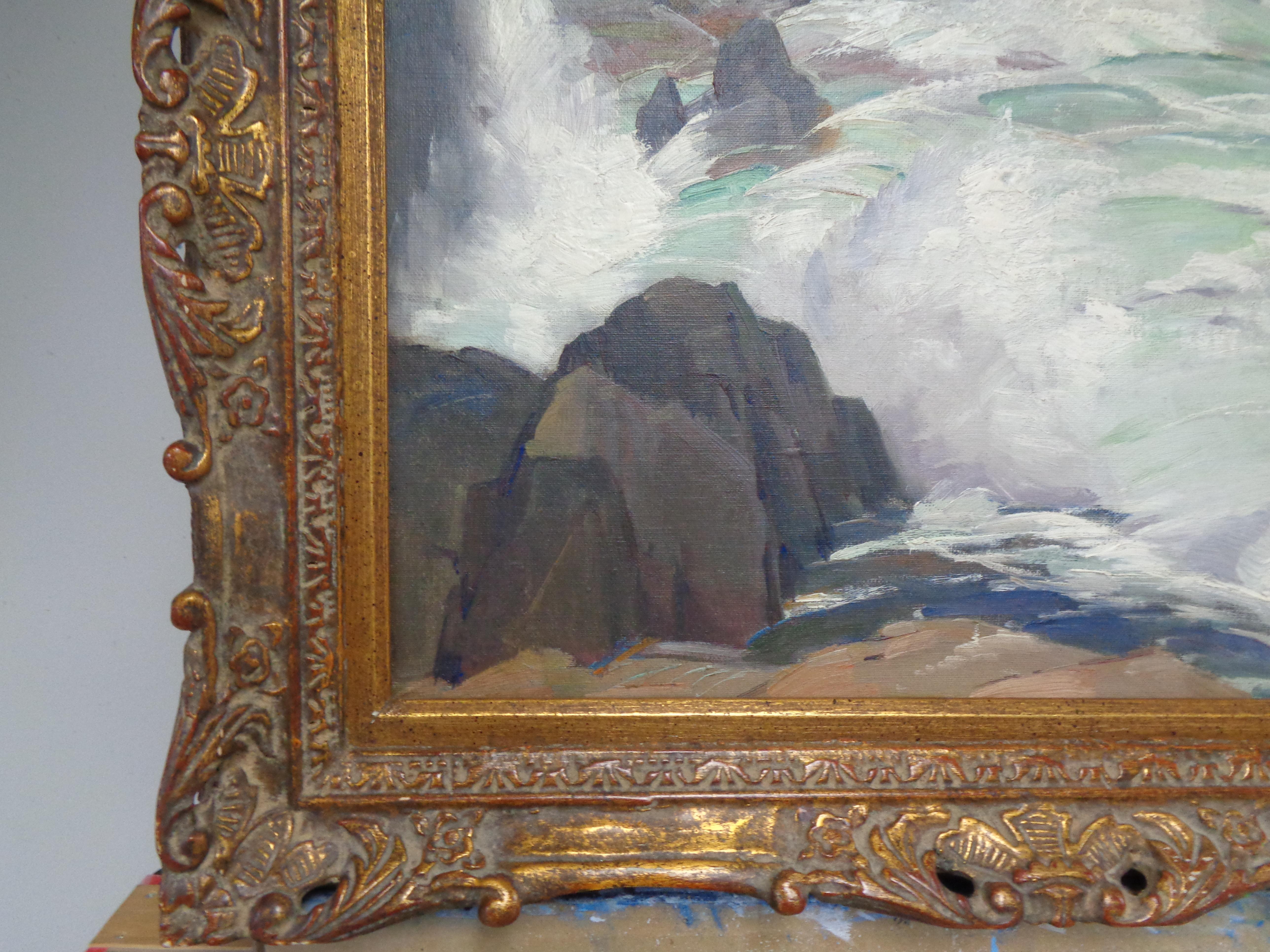 American Impressionist Oil Painting Gustave Cimioti 1875-1969 Marine Monhegan For Sale 3
