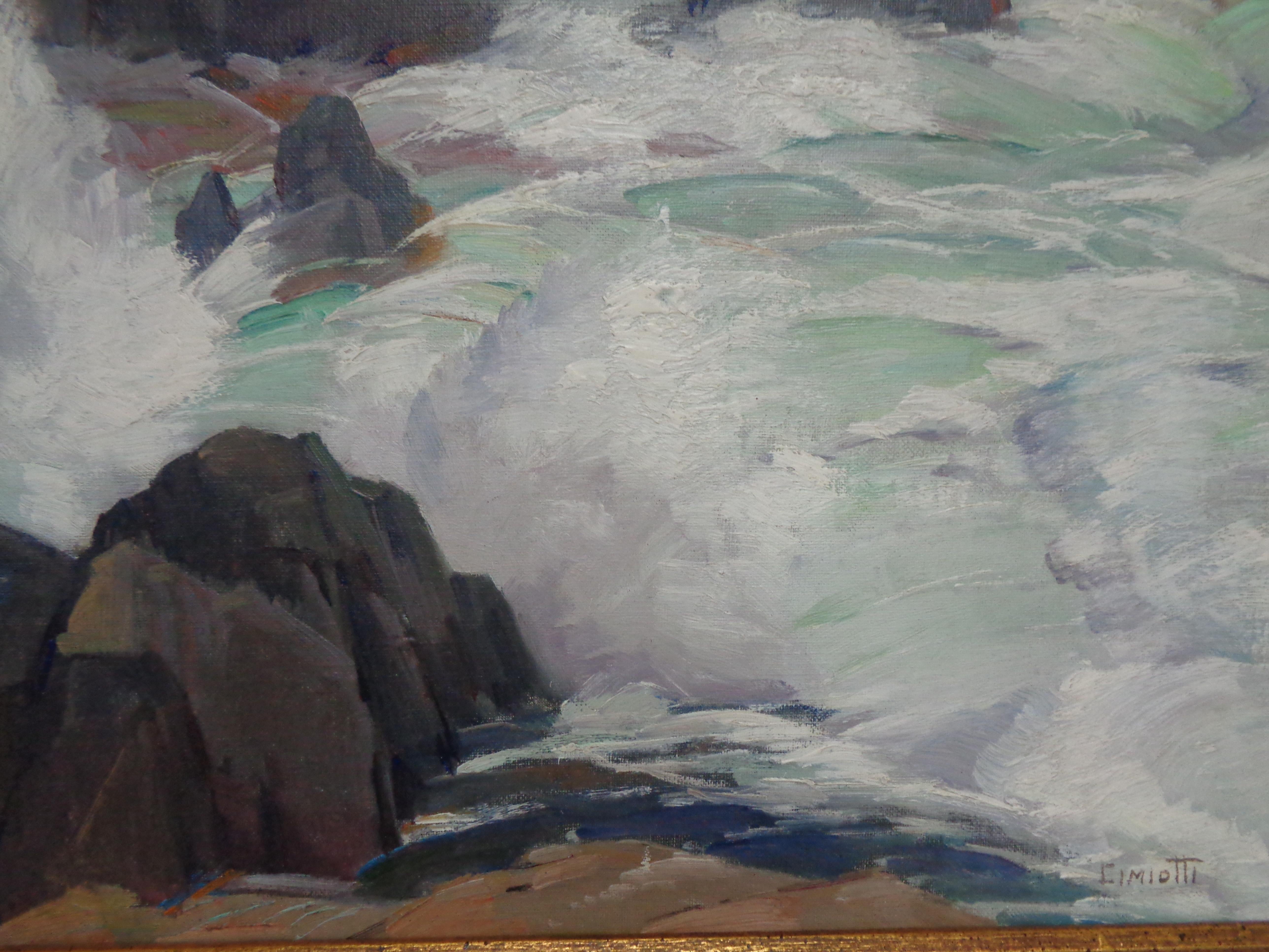 Óleo impresionista americano Gustave Cimioti 1875-1969 Marine Monhegan en venta 2