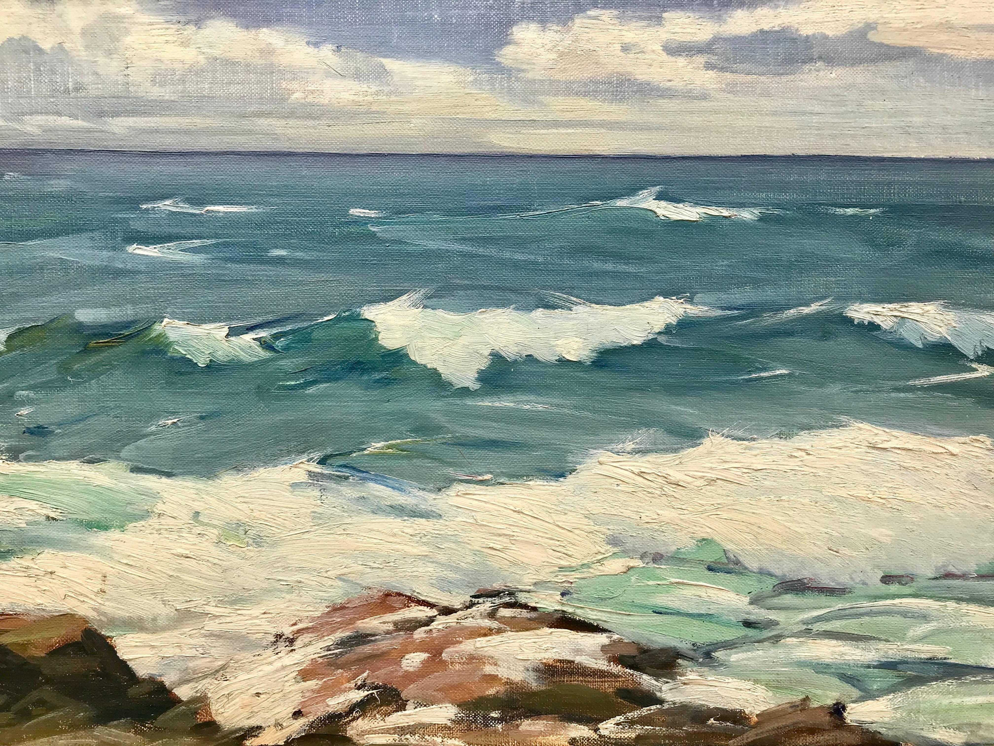 “The Grey Blue Sea, Bermuda” - Painting by Gustave Cimiotti Jr.