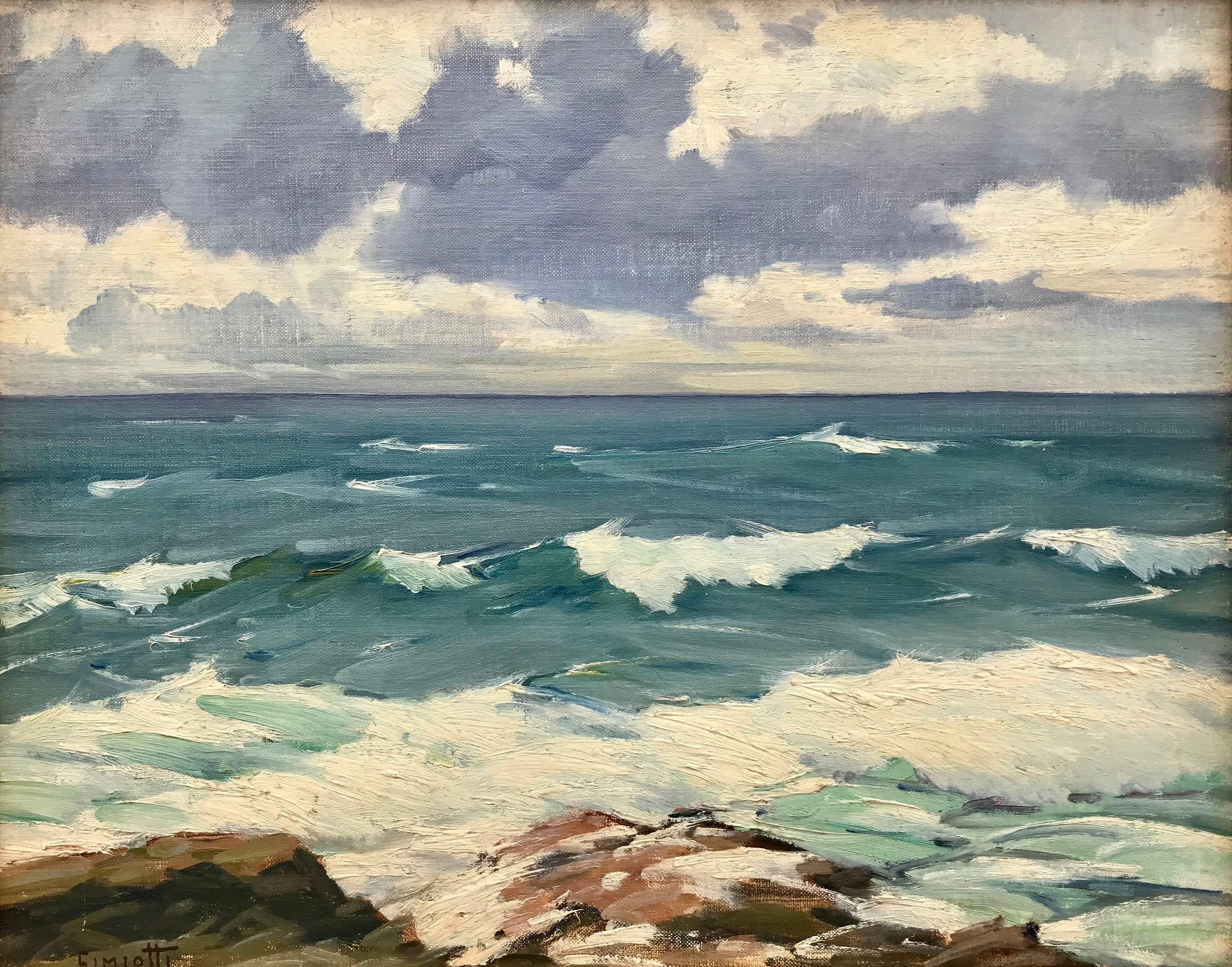Gustave Cimiotti Jr. Landscape Painting - “The Grey Blue Sea, Bermuda”