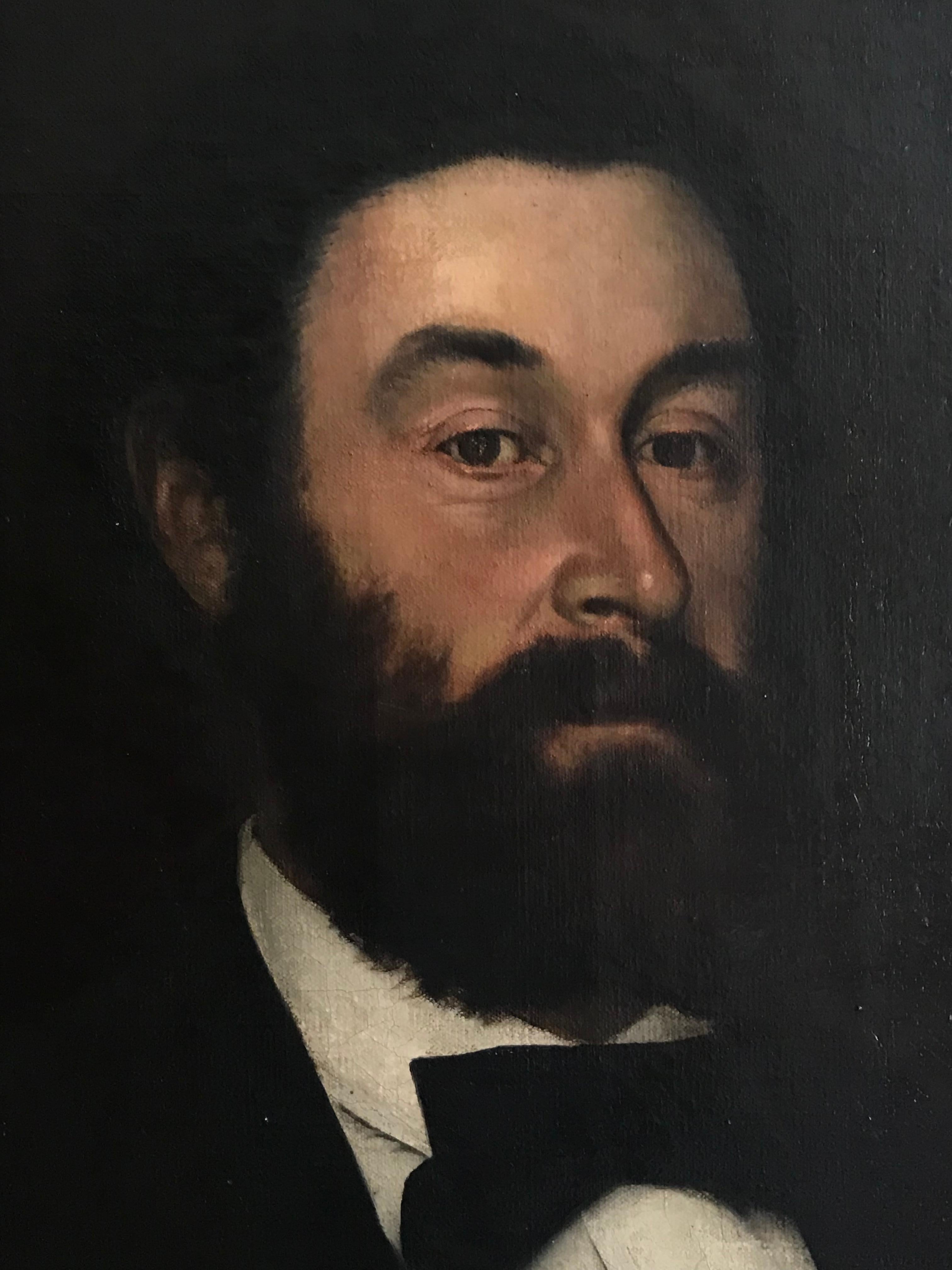 The Cigar Smoker, Fine Large 19th Century Realist Portrait of Gentleman  1