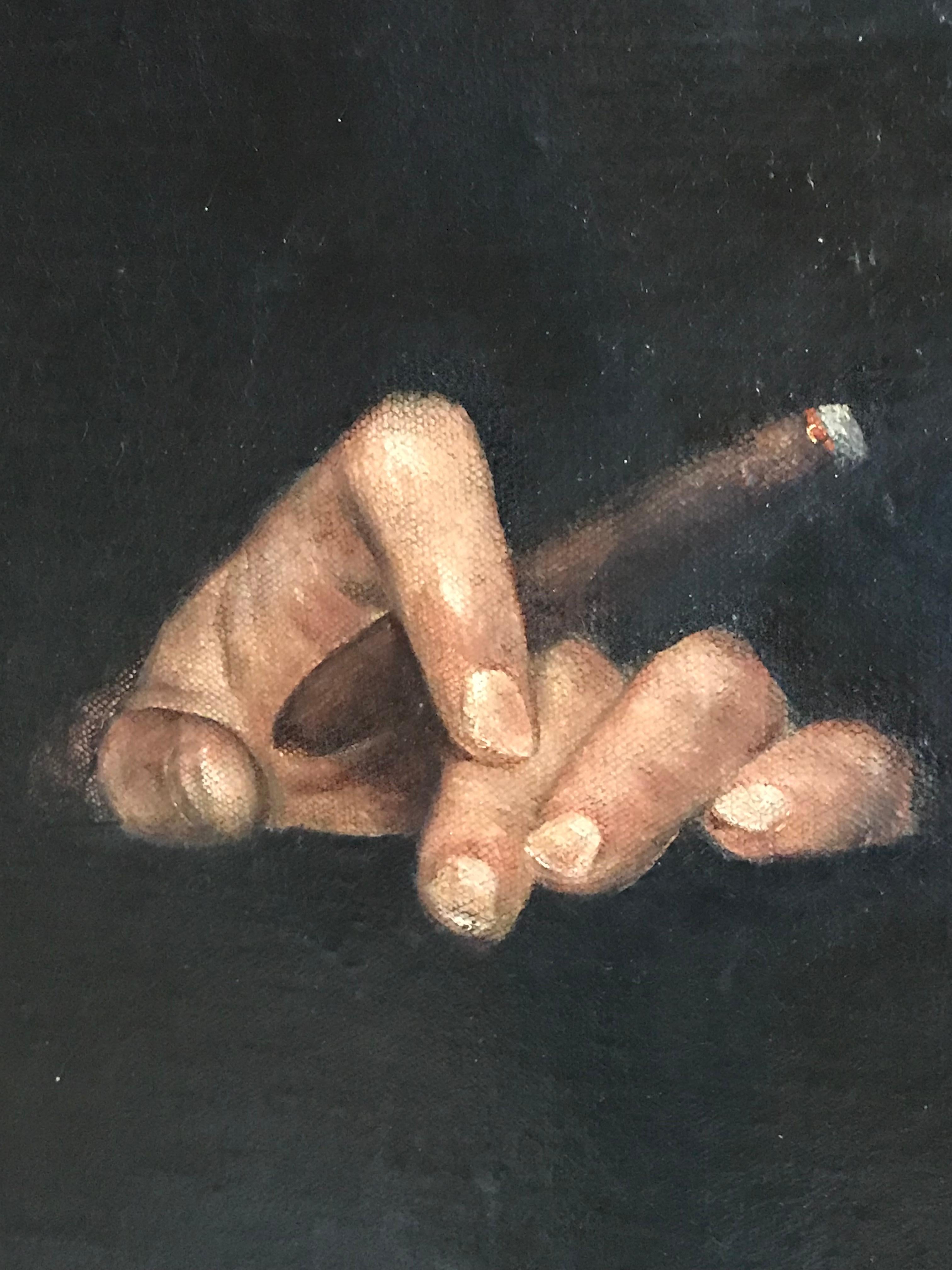 The Cigar Smoker, Fine Large 19th Century Realist Portrait of Gentleman  5