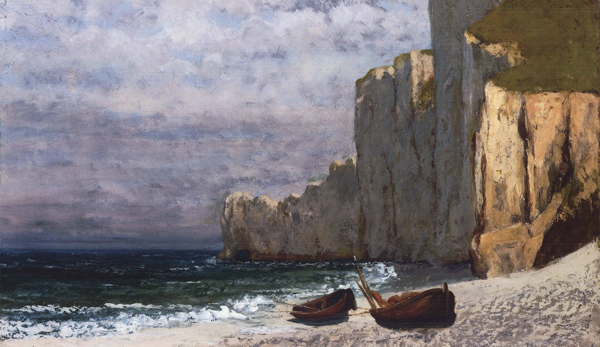A Bay with Cliffs (Detail) - Gray Landscape Print by Gustave Courbet