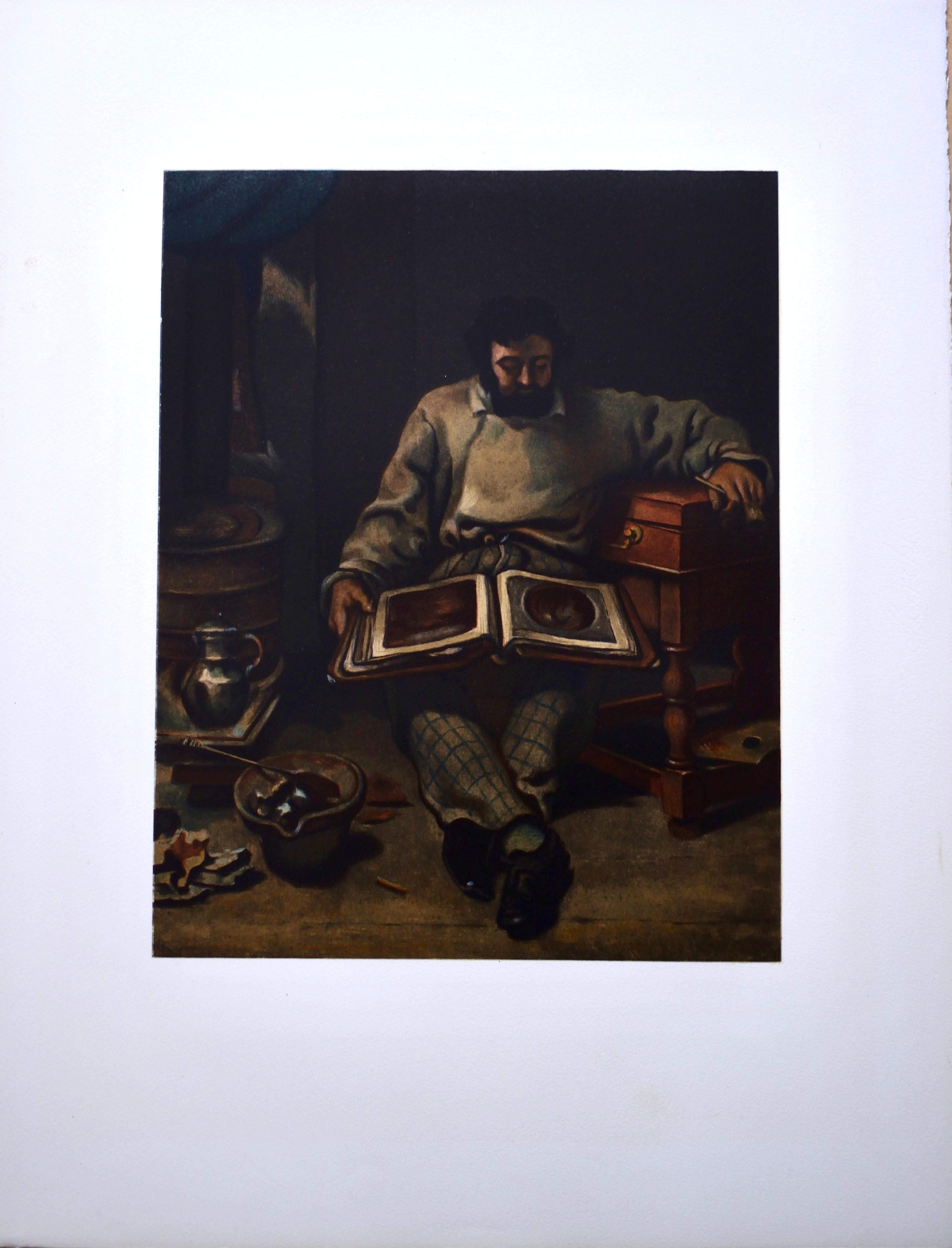 Courbet, Marc Trapadoux examinant un livre d'estampes (après) en vente 1