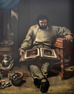 Courbet, Marc Trapadoux examinando un libro de estampas (después)