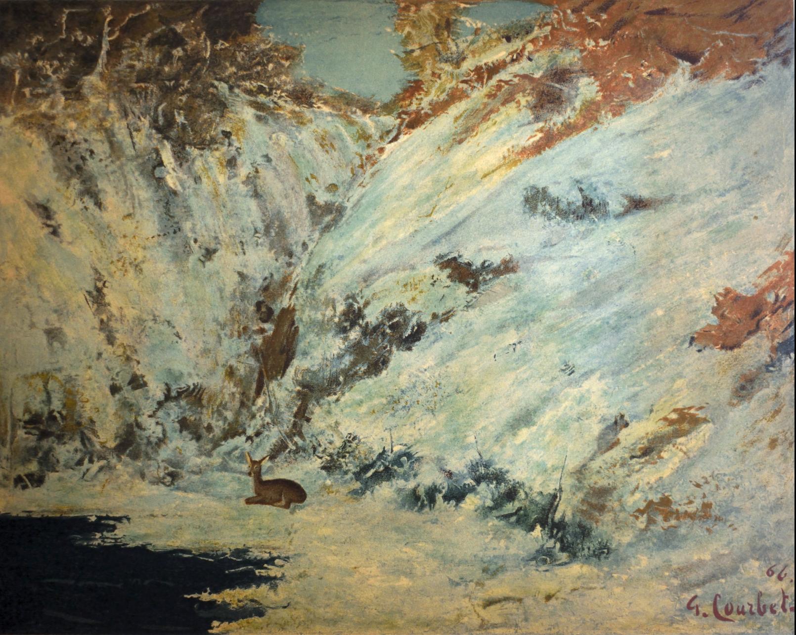 Courbet, Paysage de neige dans le jura, avec chevreuil (nach)