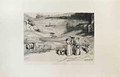 Les Demoiselles de Village - Etching by Gustave Courbet - 1870s