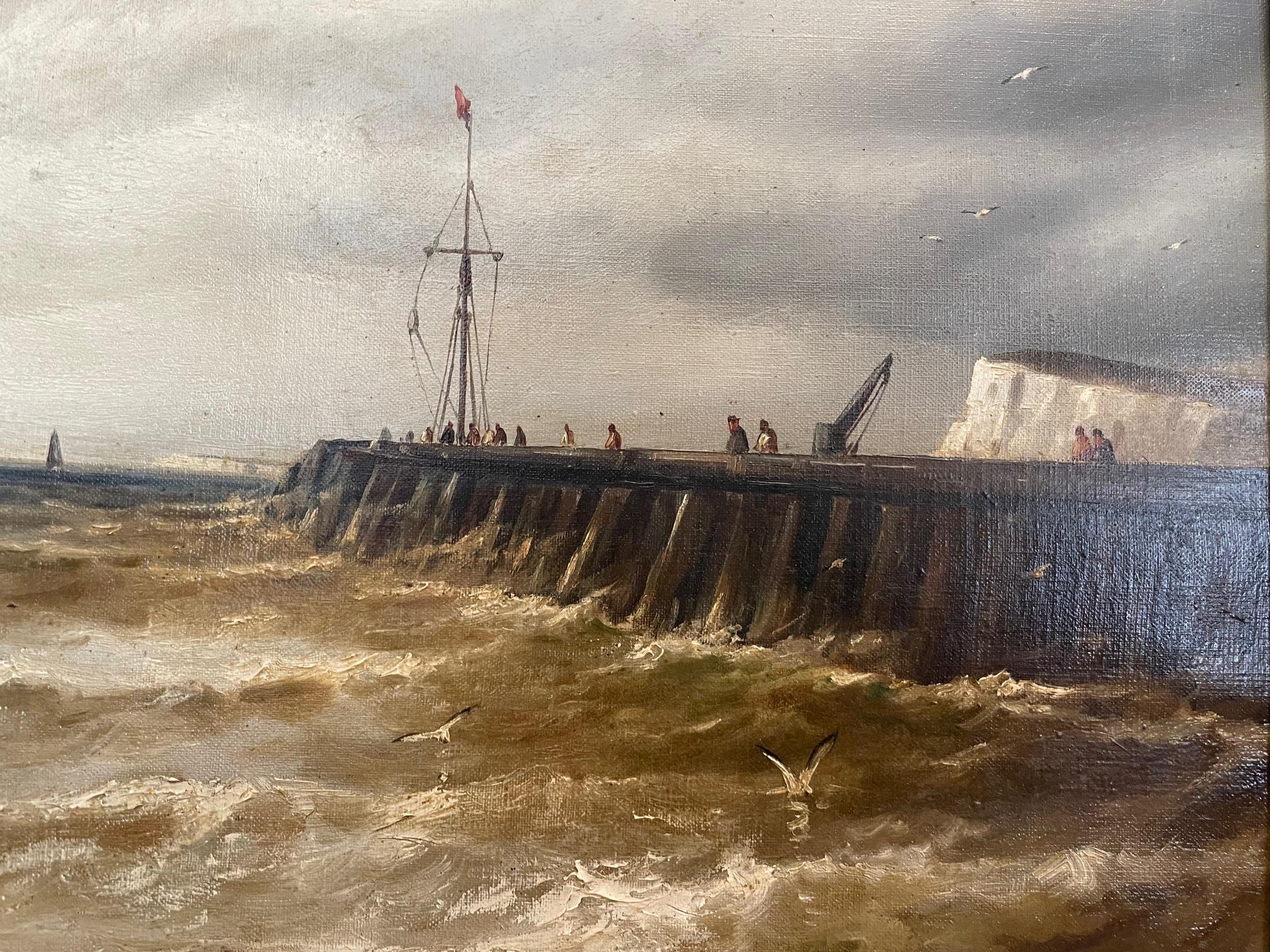 Arrivo al porto, White Cliffs 19° secolo - Painting Naturalismo di Gustave de Breanski