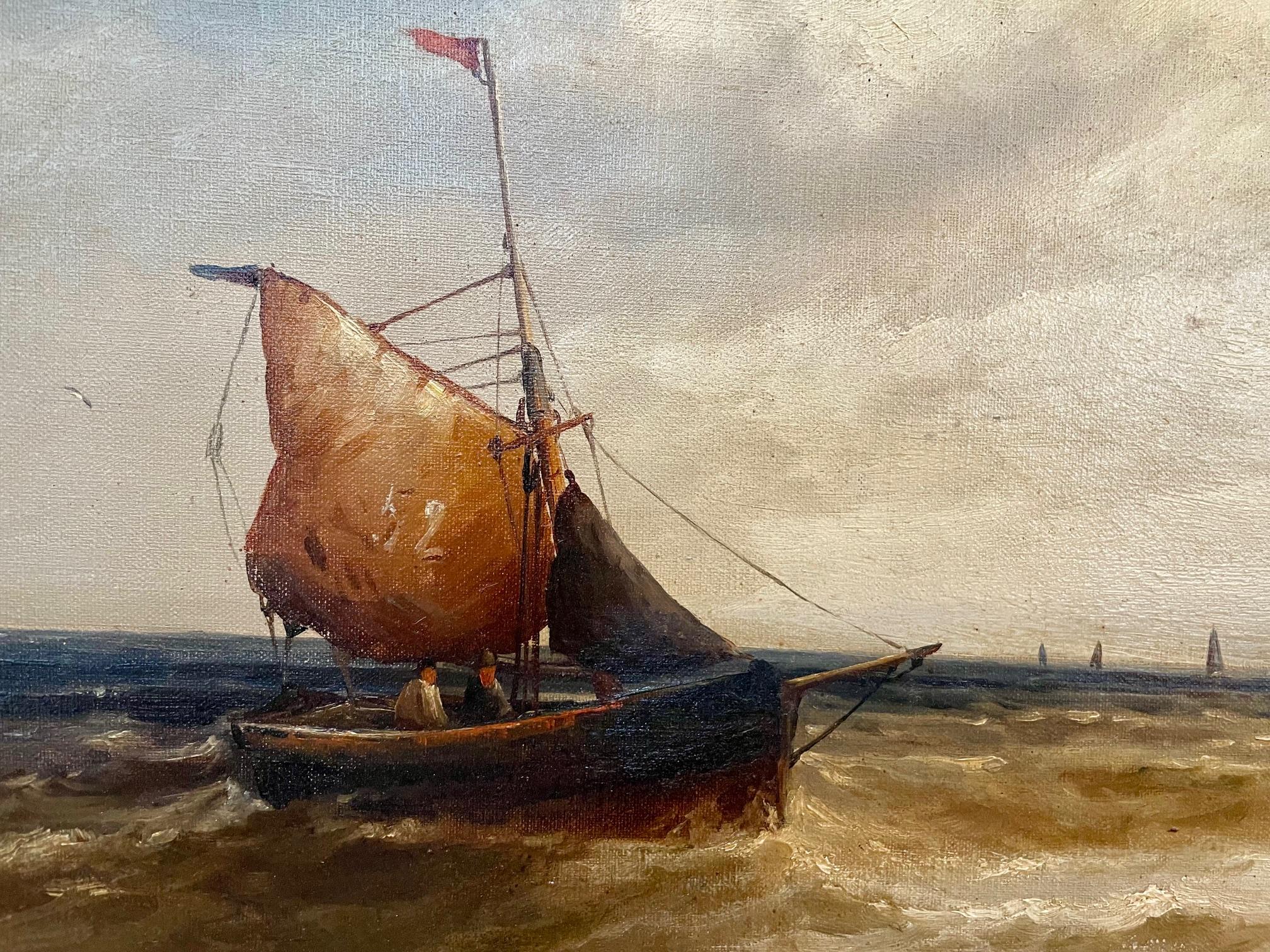 Arrivo al porto, White Cliffs 19° secolo - Landscape Painting Marrone di Gustave de Breanski