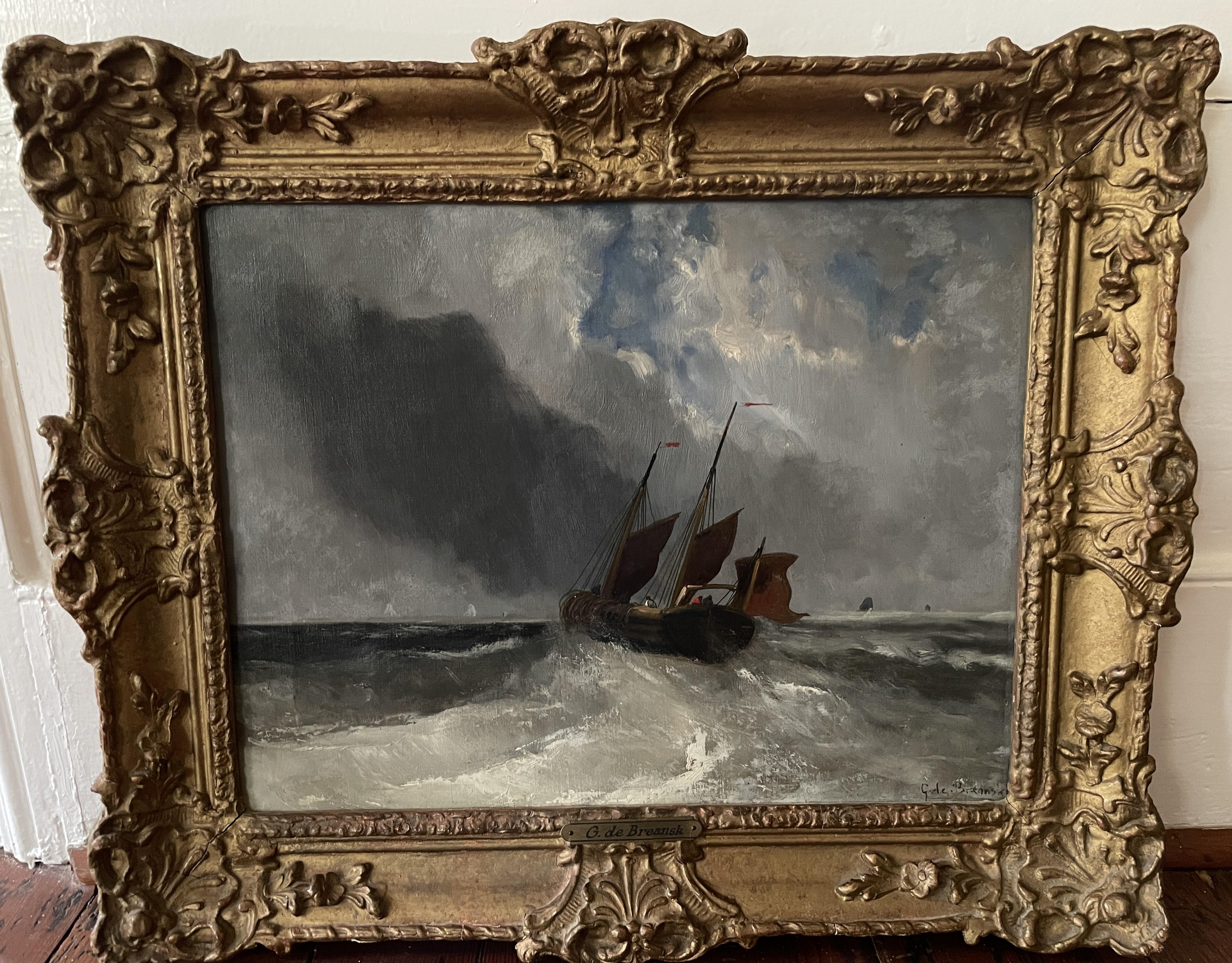 Gustave de Breanski Figurative Painting - Off to Sea!