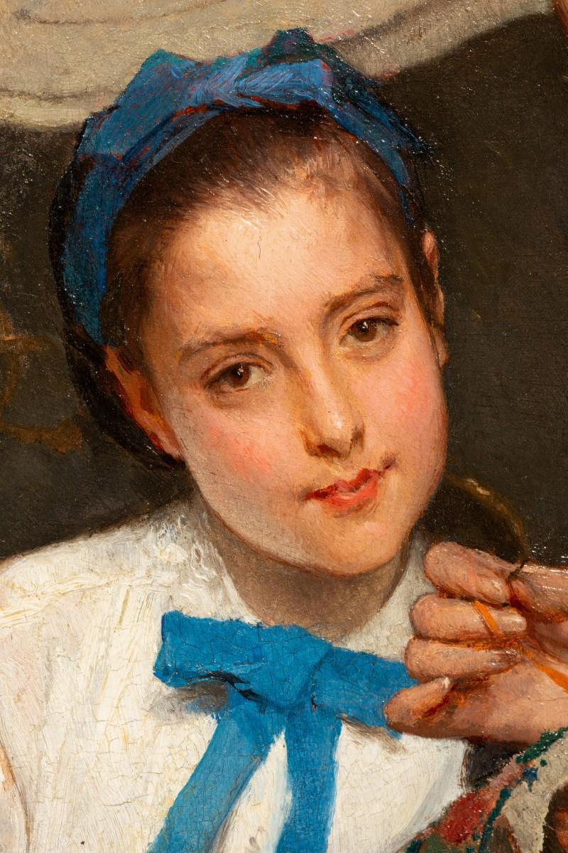 The Embroidery Lesson - Gustave de Jonghe (1829-1893) For Sale 12