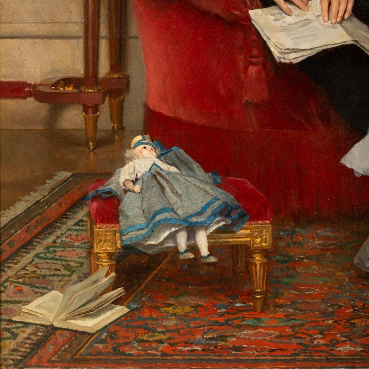 The Embroidery Lesson - Gustave de Jonghe (1829-1893) For Sale 5