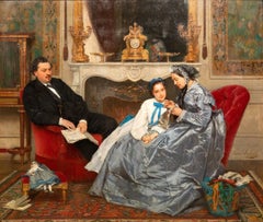Vintage The Embroidery Lesson - Gustave de Jonghe (1829-1893)