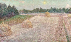 A Hayfield at Sunset - Divisionist Impressionist Landscape Oil - Gustave De Smet