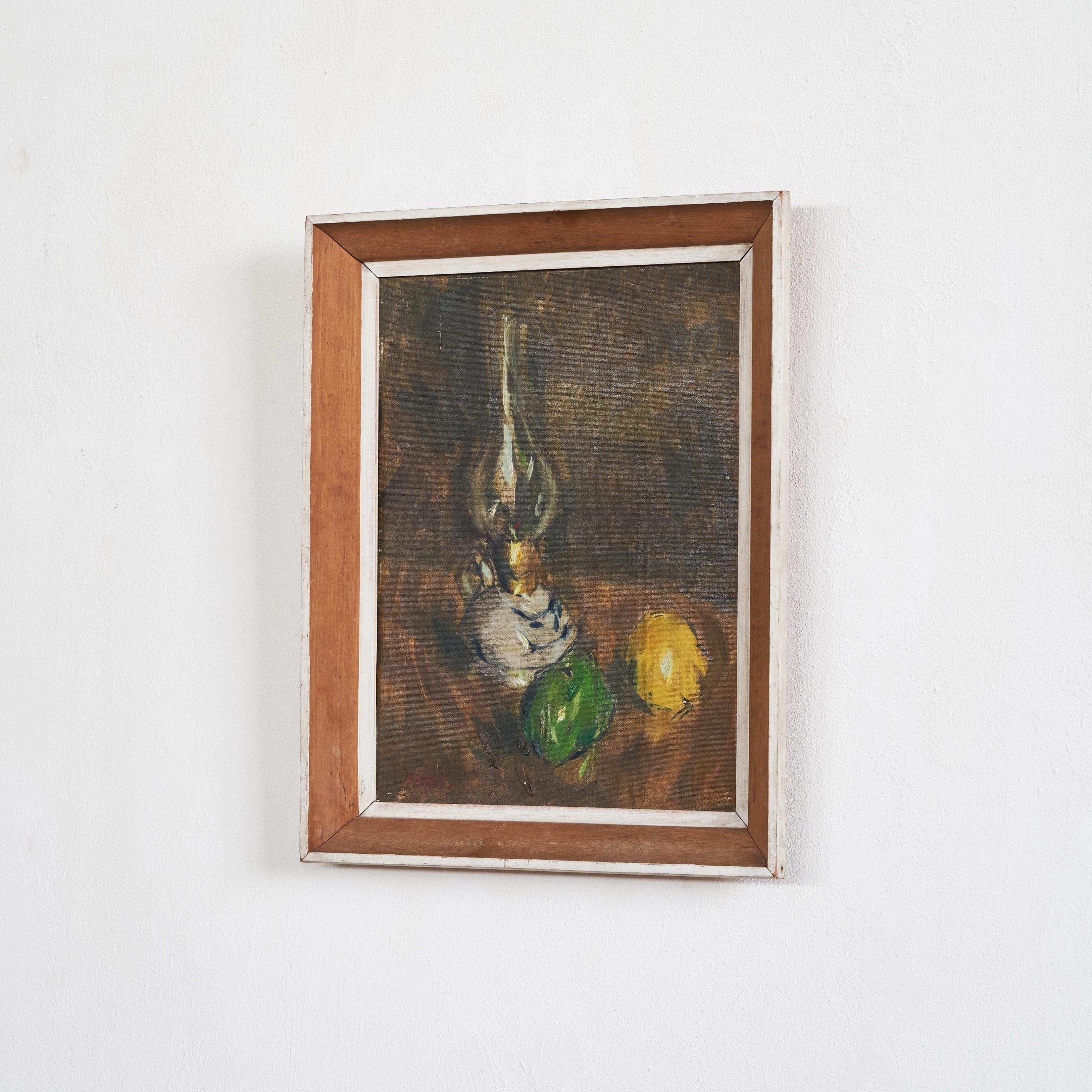 Gustave de Smet „Stillleben mit Öllampe und Obst“, Öl auf Karton, Gustave de Smet, 1930er Jahre im Angebot 2