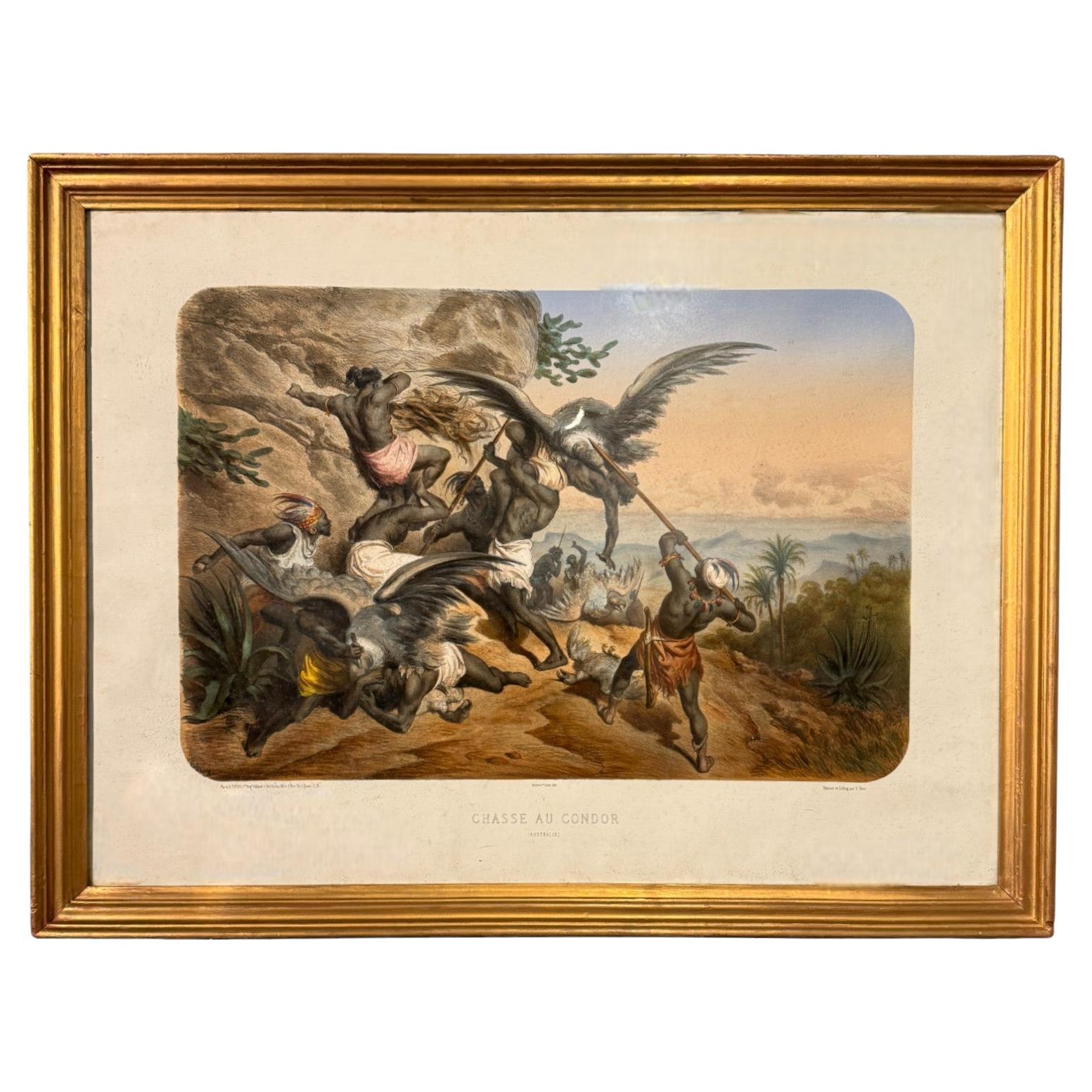 Gustave Doré, “Chasse au Condor”, 1862 Color Lithograph, 19th Century