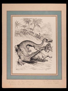 Le Baron de Munchausen - Original Etching by Gustave Dorè - 1862