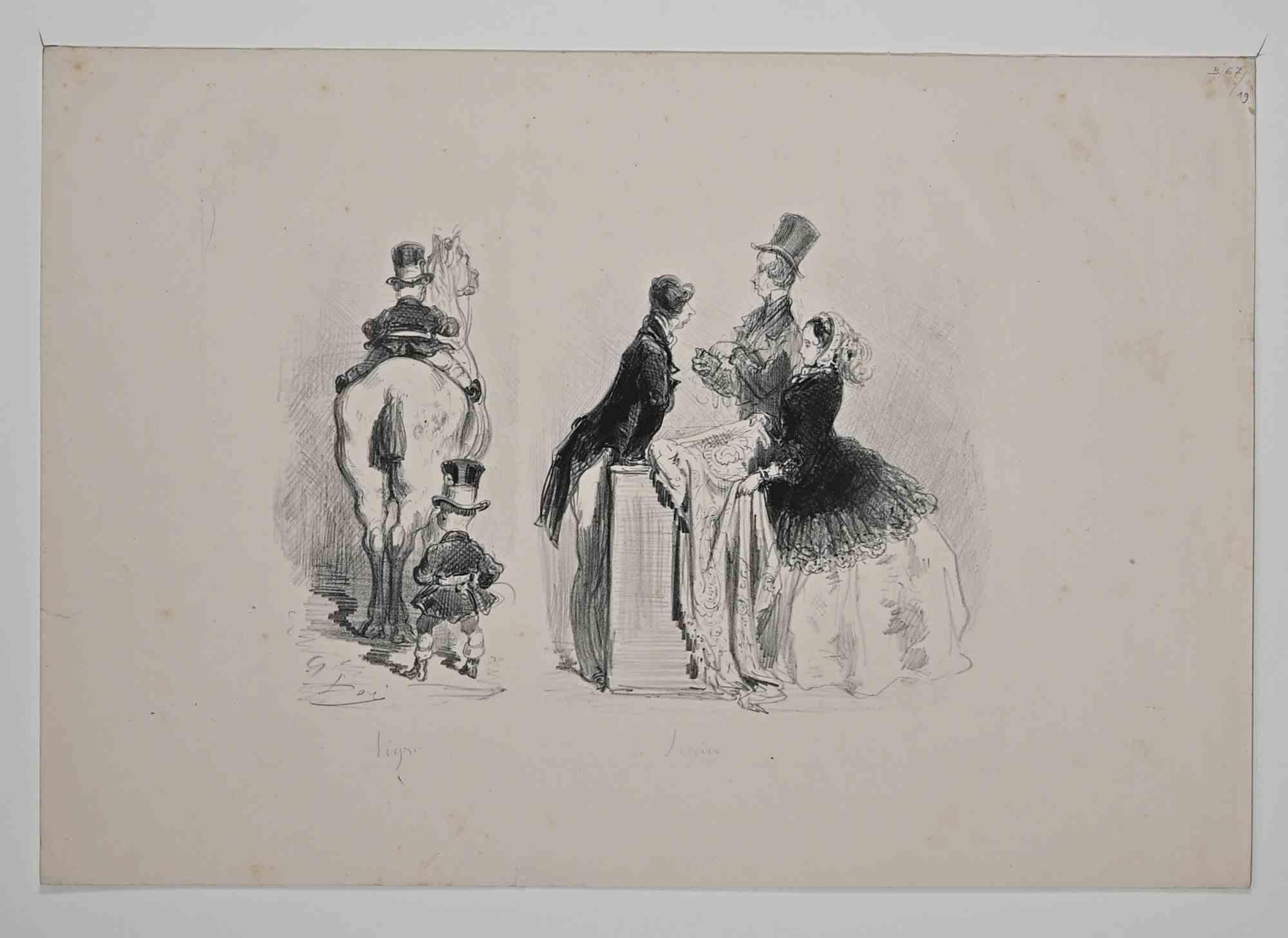 Gustave Doré Portrait Print - Ménagerie Parisienne - Lithograph by Gustave Dorè - 1854