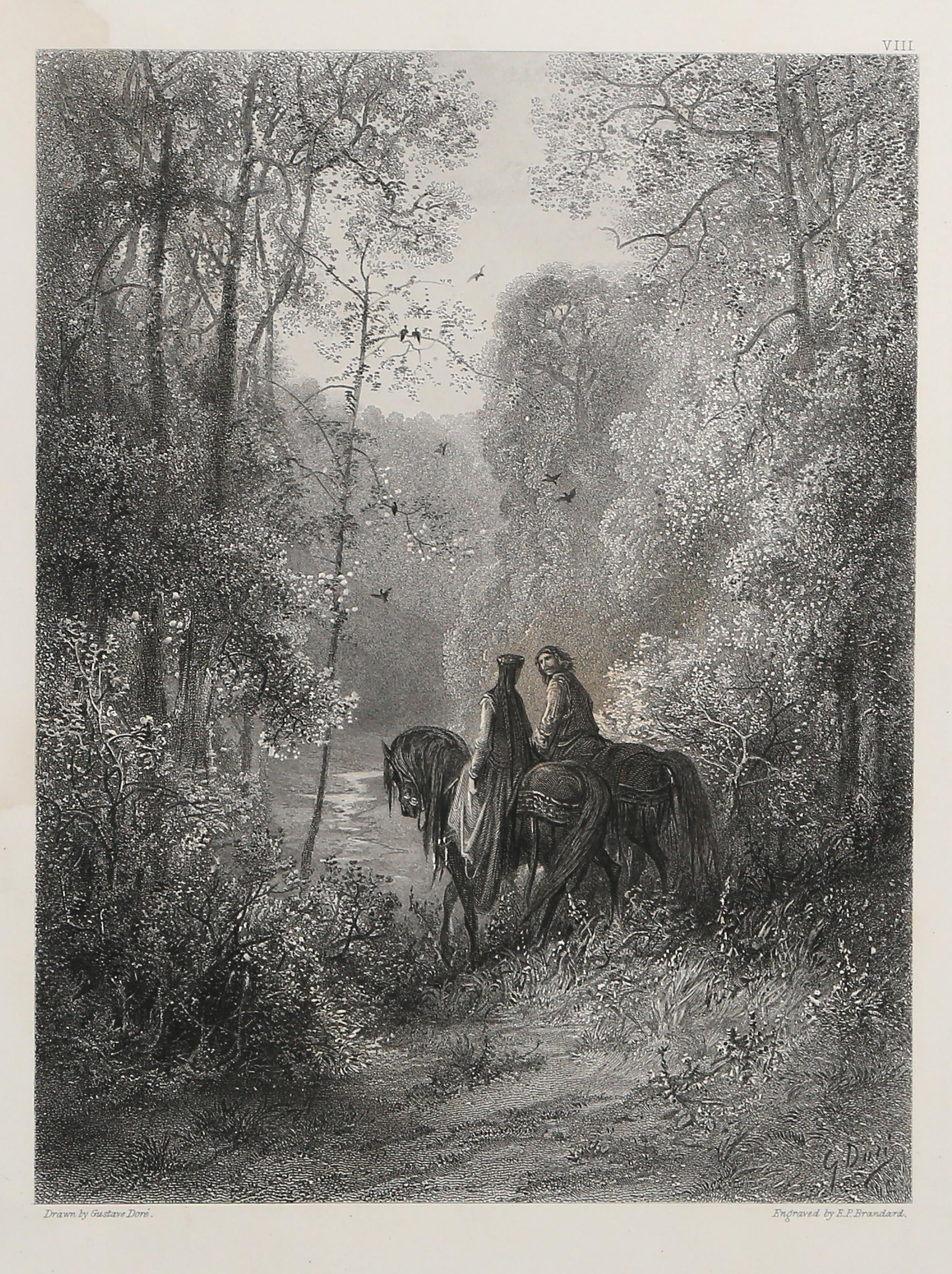 Gustave Doré Figurative Print - The Dawn of Love, Romantic Engraving after Gustave Dore