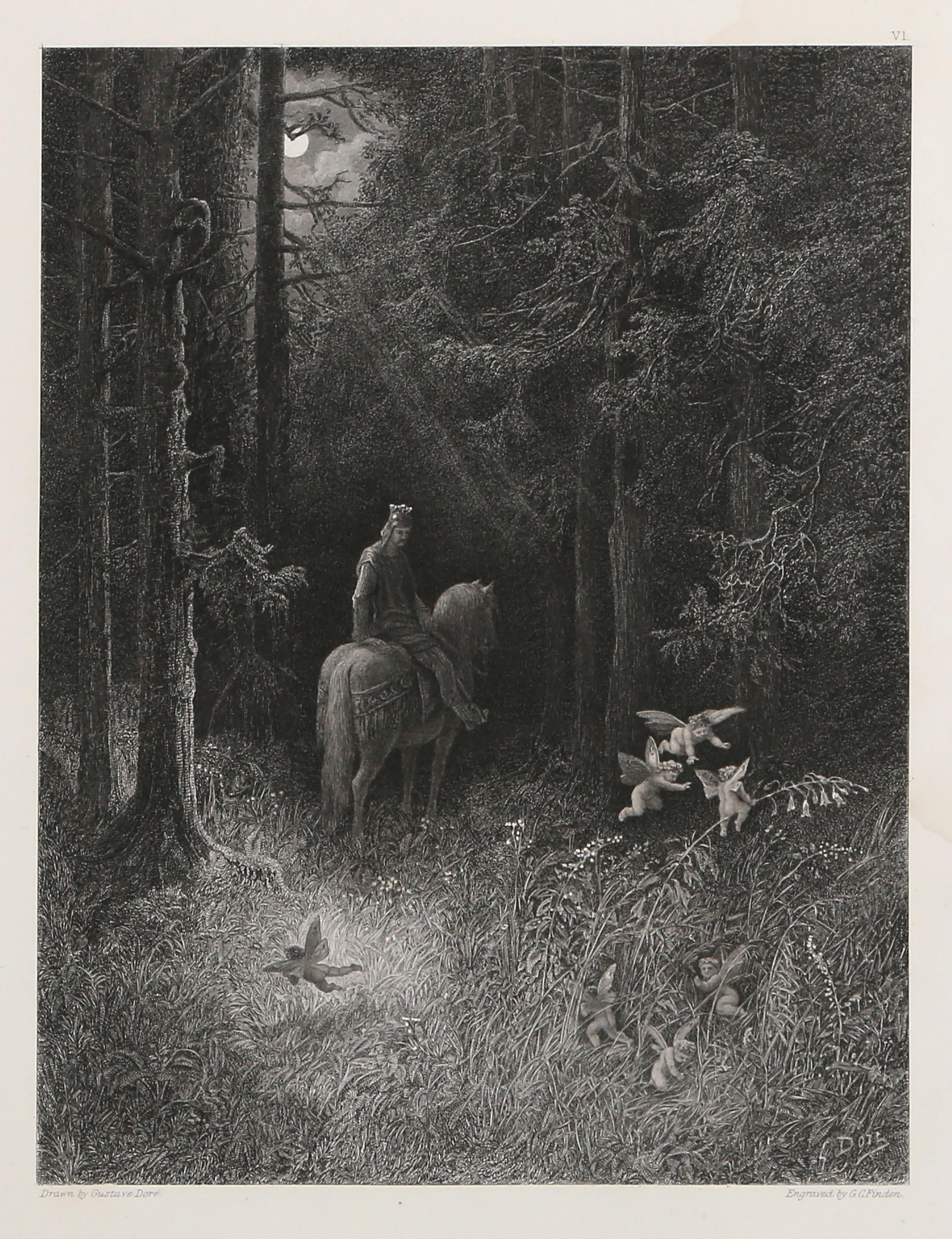 Gustave Doré Figurative Print – Die lustigen Kobolde, Romantischer Kupferstich nach Gustave Dore