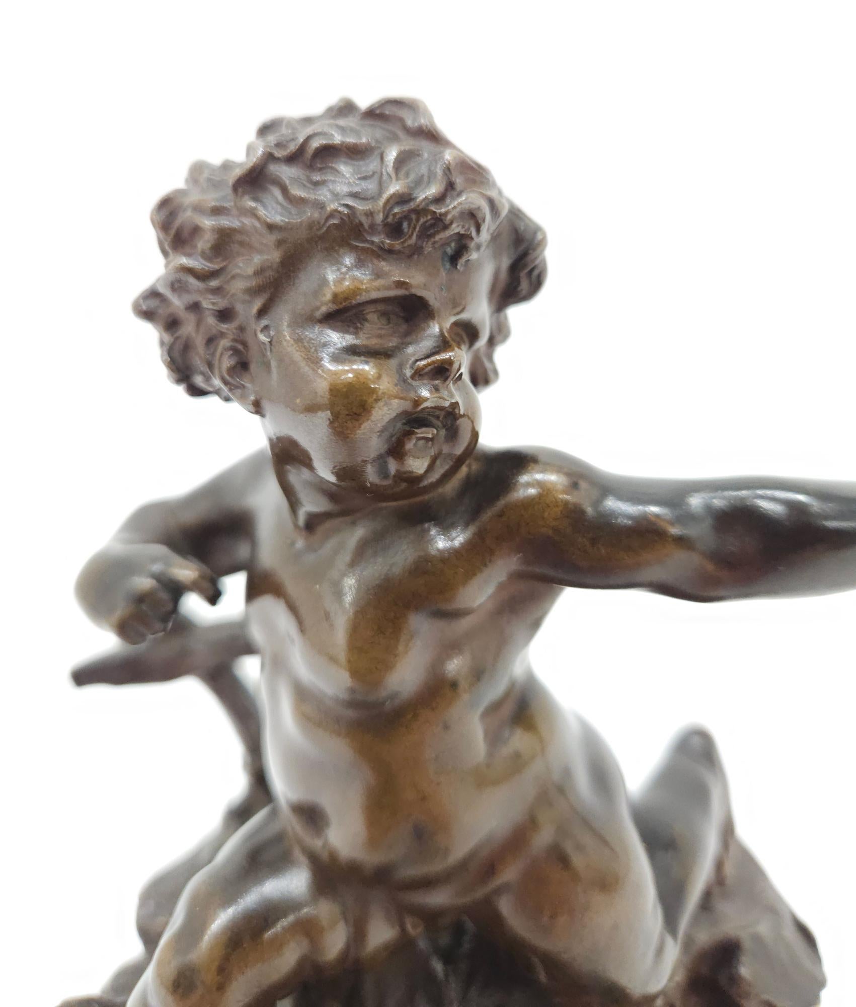 Romantic Gustave Doré Signed Cupid Cherub Bronze Sculpture, Paris, France, c. 1876 For Sale