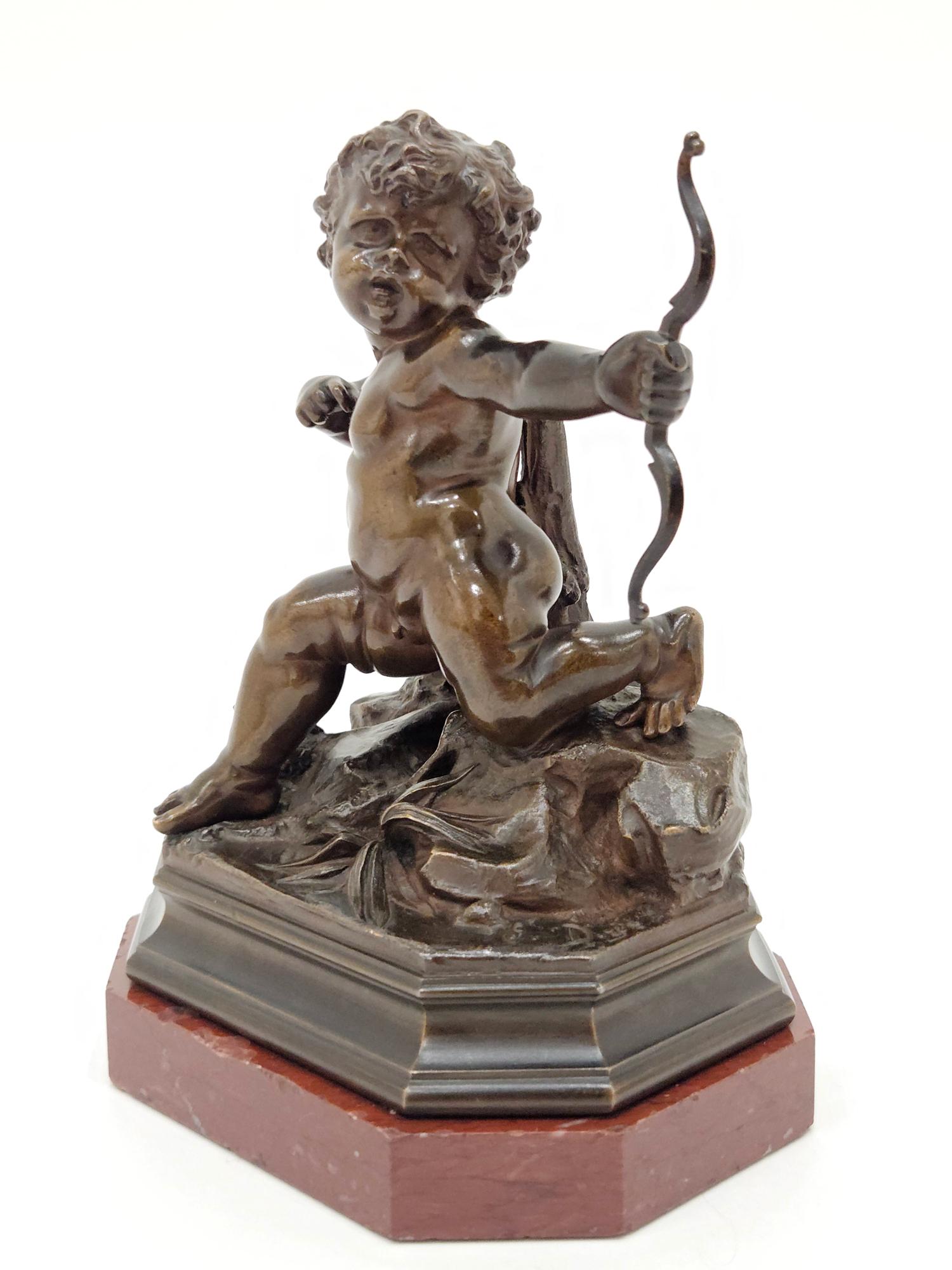 French Gustave Doré Signed Cupid Cherub Bronze Sculpture, Paris, France, c. 1876 For Sale