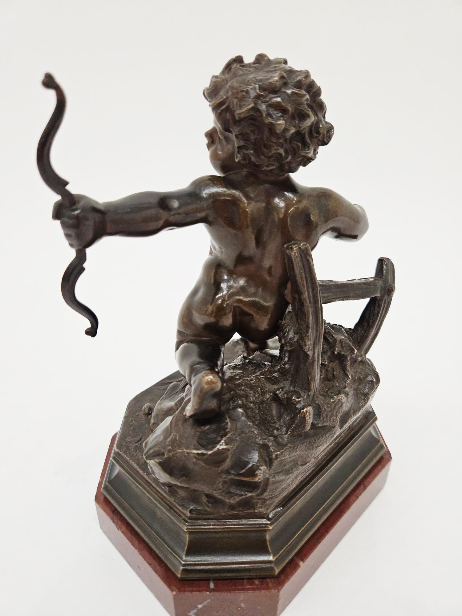 Gustave Doré Signed Cupid Cherub Bronze Sculpture, Paris, France, c. 1876 In Good Condition For Sale In London, GB