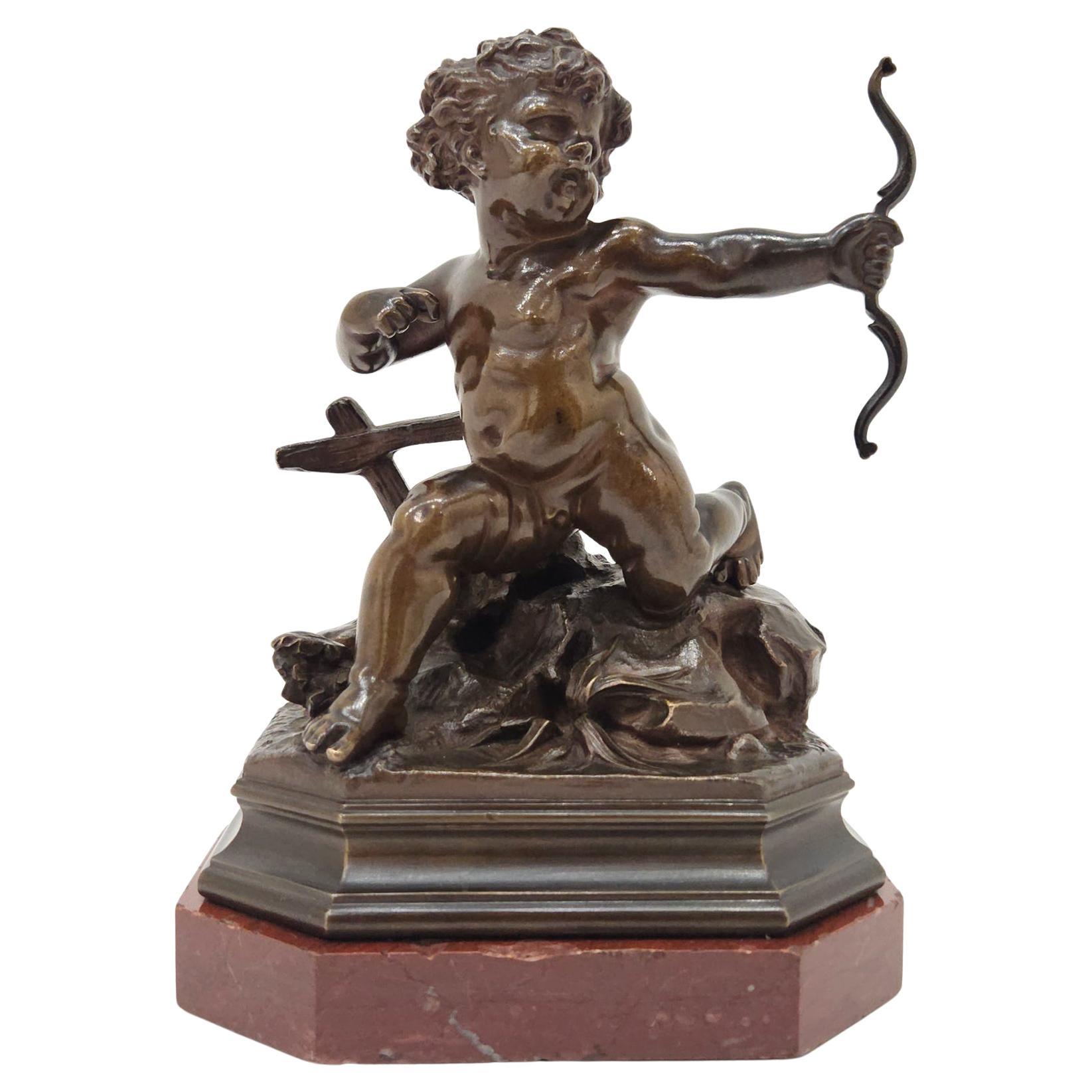 Scultura in bronzo di Cupido Cherubino firmata Gustave Doré, Parigi, Francia, 1876 ca.