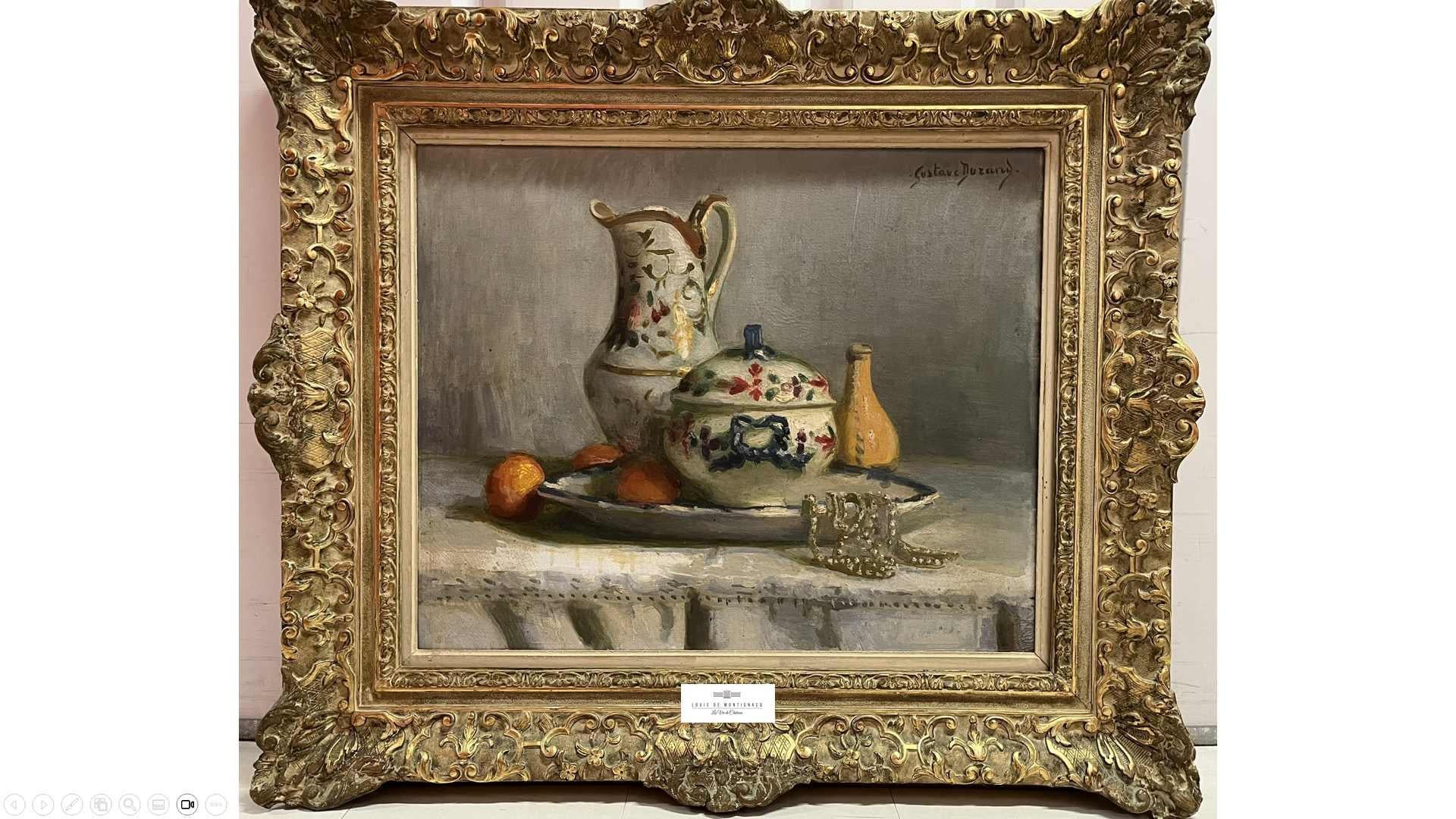 Nature morte avec un collier de perles, huile sur toile