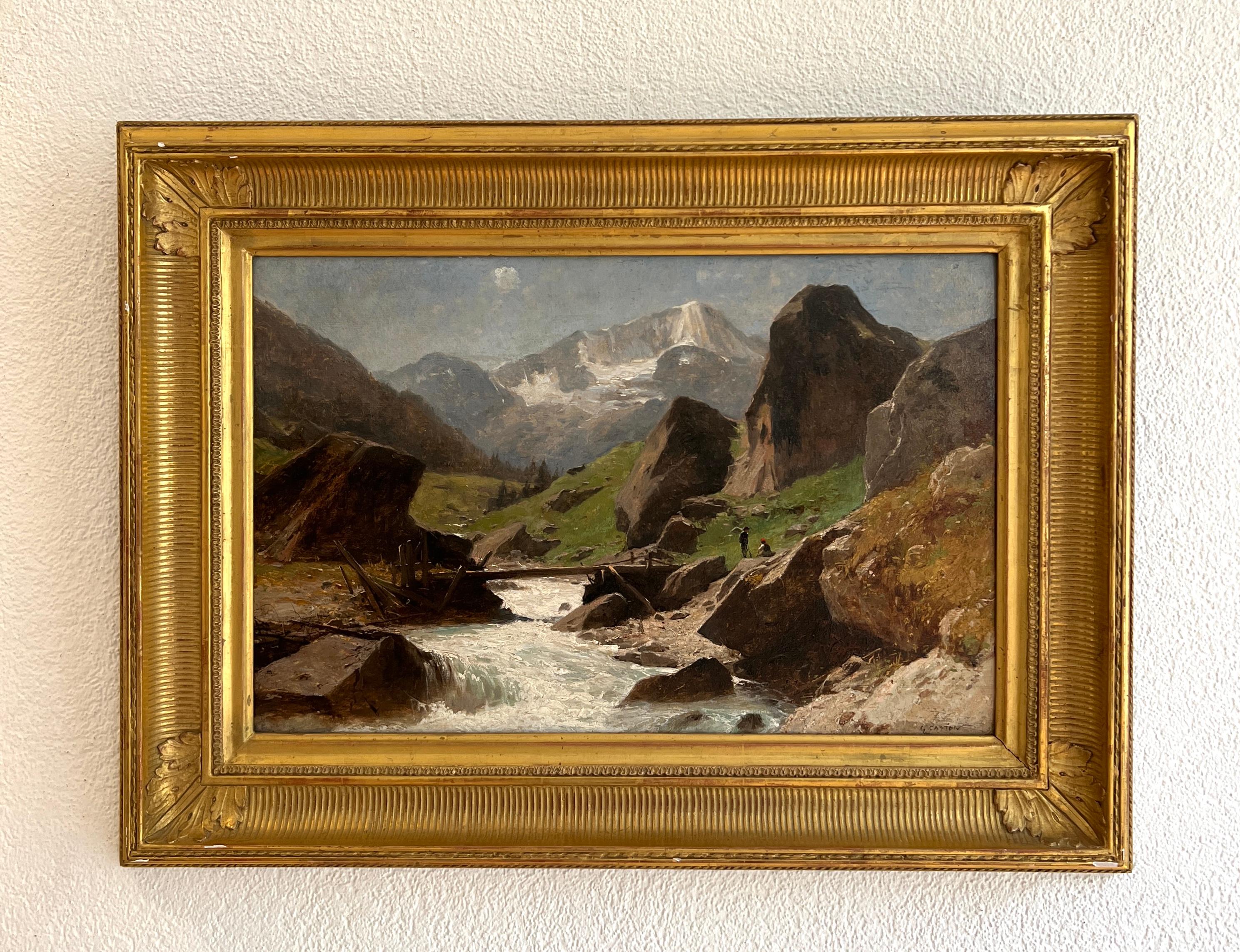 Landschaft des Valais, Schweiz – Painting von Gustave Eugène Castan